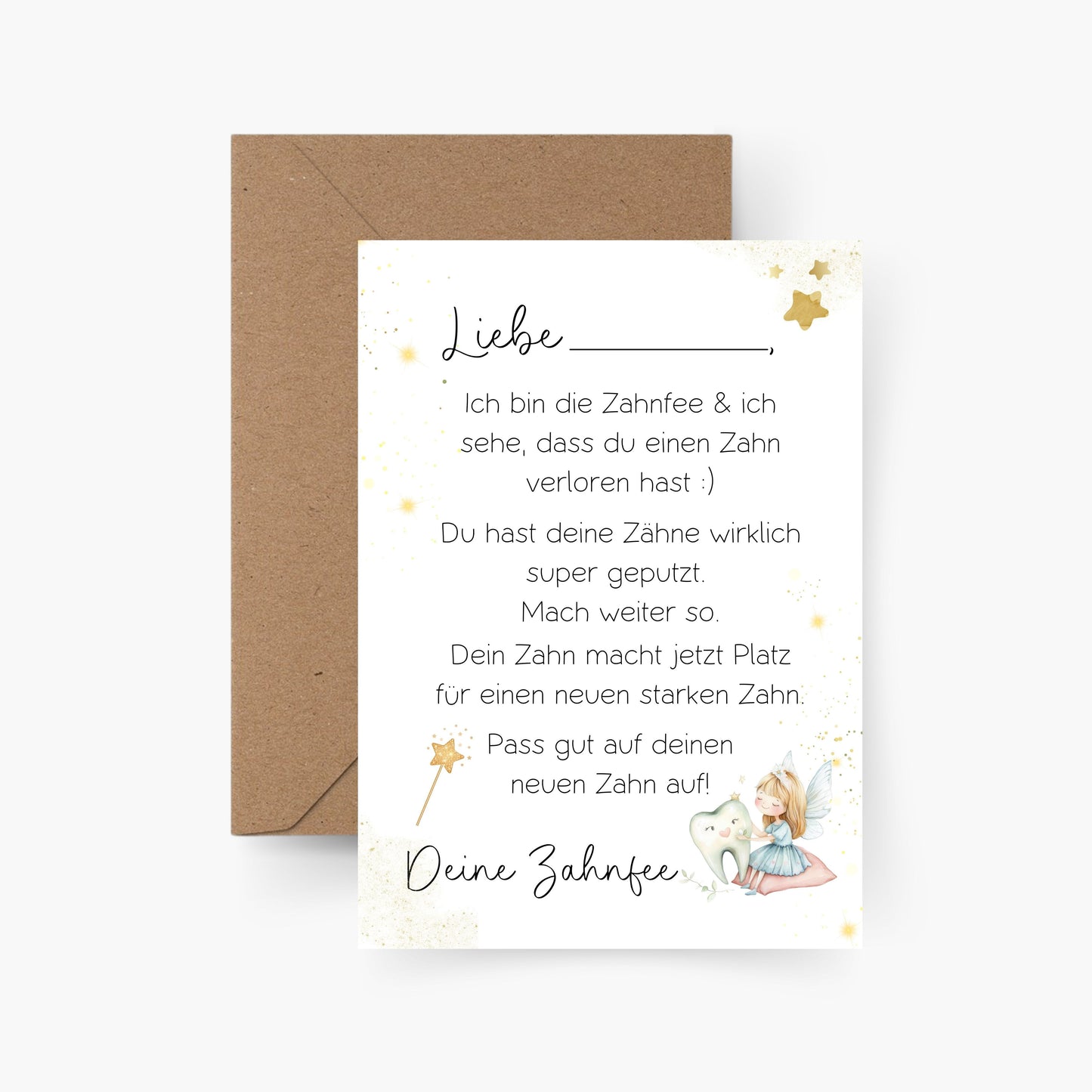 Zahnfee Brief - blaue Zahnfee A6