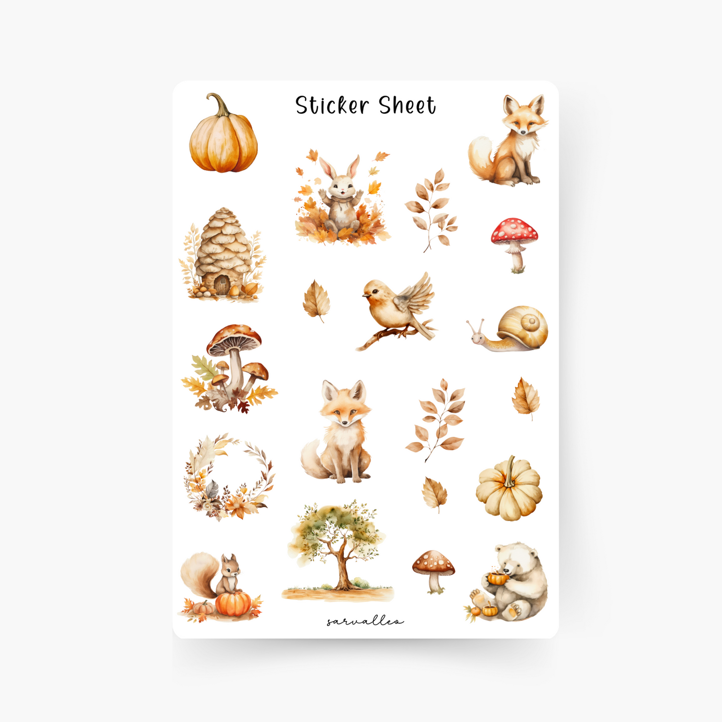 Herbst Wald Tiere Sticker Sheet