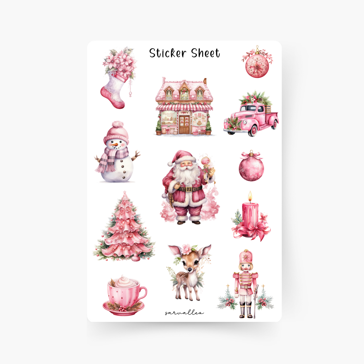 Pink Christmas Sticker Sheet