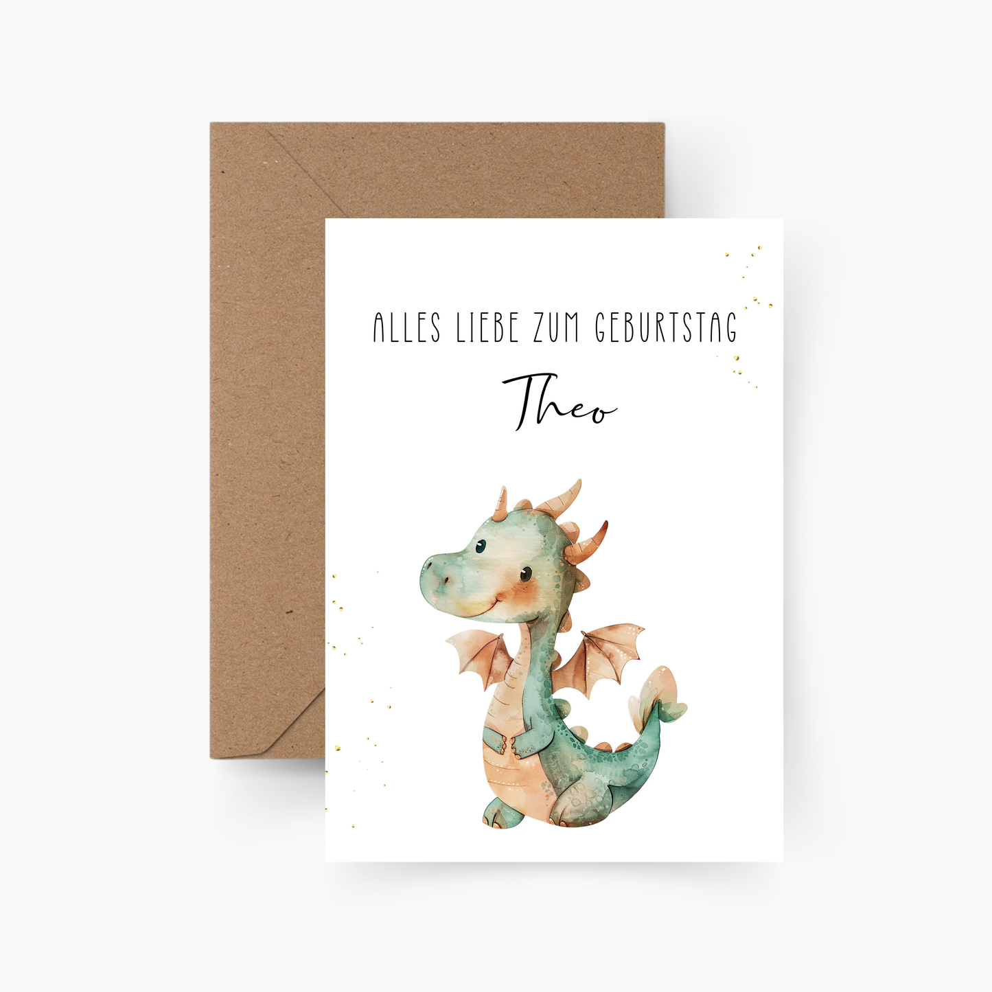 Geburtstagskarte Drache personalisiert mit Namen A6