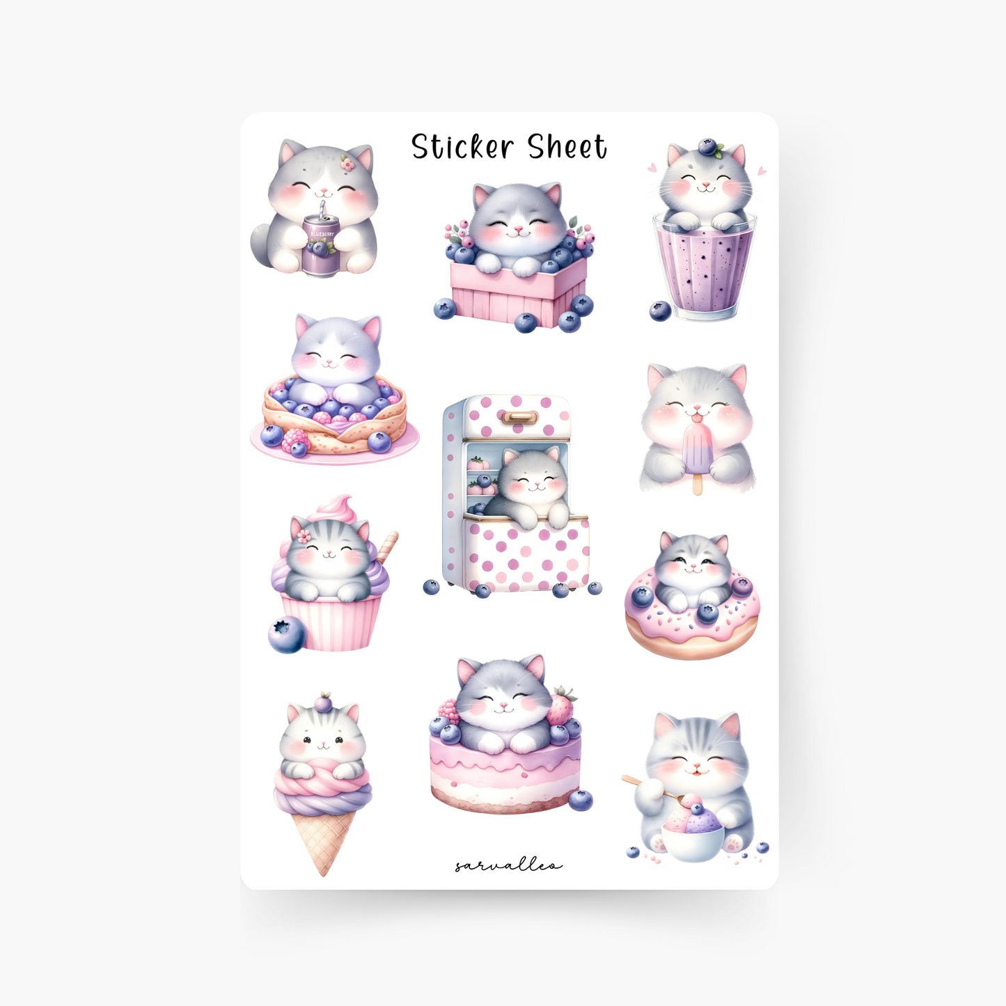 Blaubeer Katze Sticker Sheet