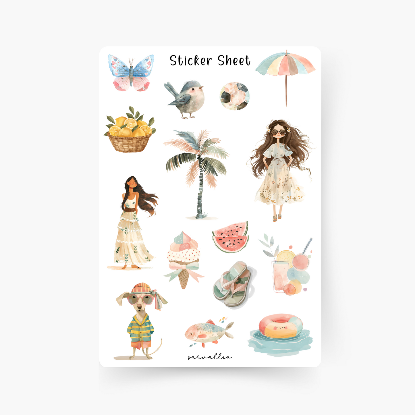 Cute Summer Sticker Sheet
