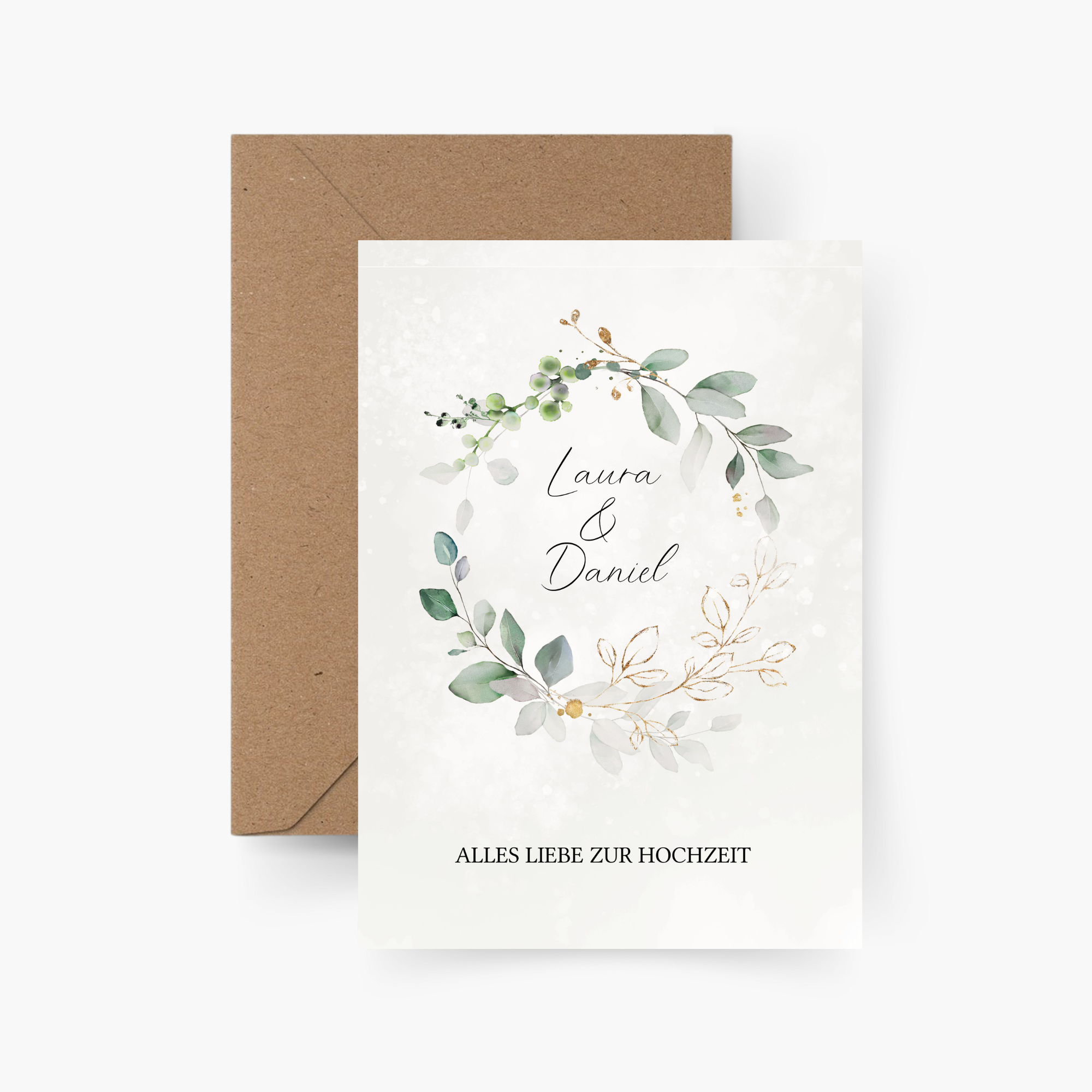 WBdesignz 10 biglietti di invito per matrimonio, con busta, eucalipto, per matrimonio, con foglie di eucalipto (DIN A6 WBdesignz 10 biglietti di invito per matrimonio, con busta, eucalipto, per matrimonio, con foglie di eucalipto (DIN A6
