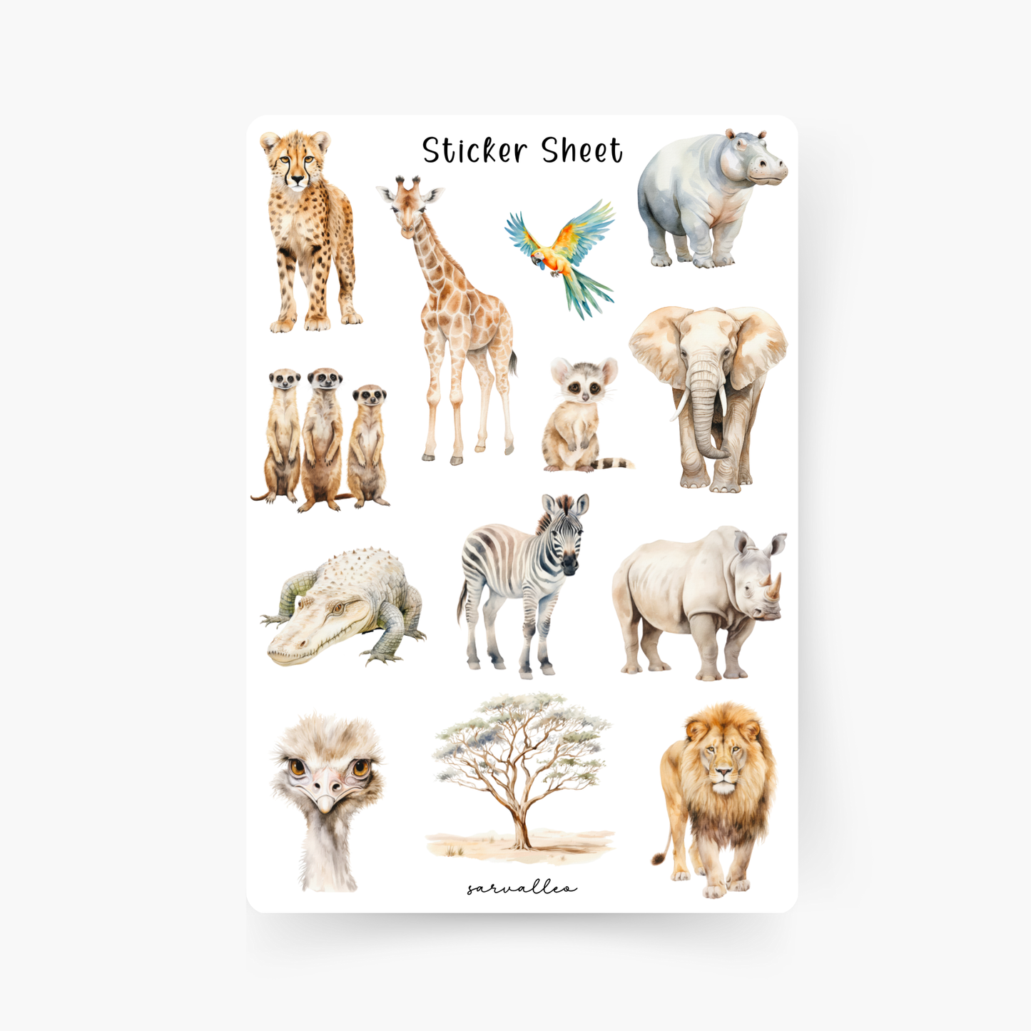 Safari Tiere Sticker Sheet