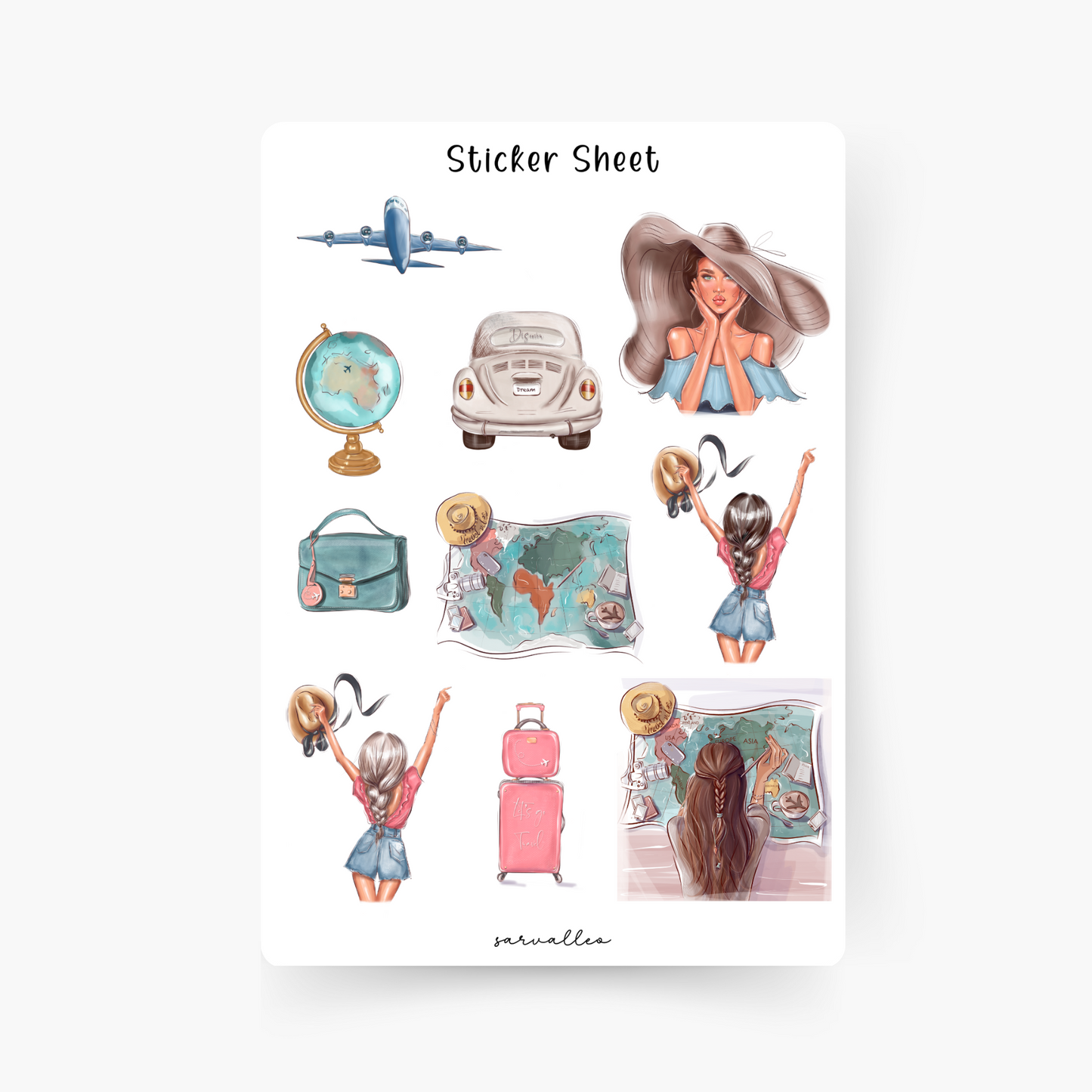 Urlaub Mädchen Sticker Sheet