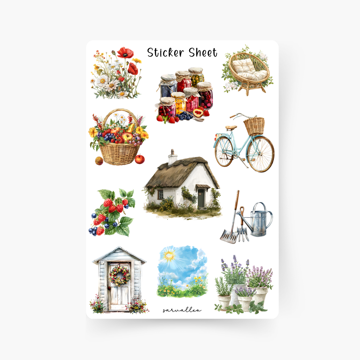 Summer Cottage Core Sticker Sheet