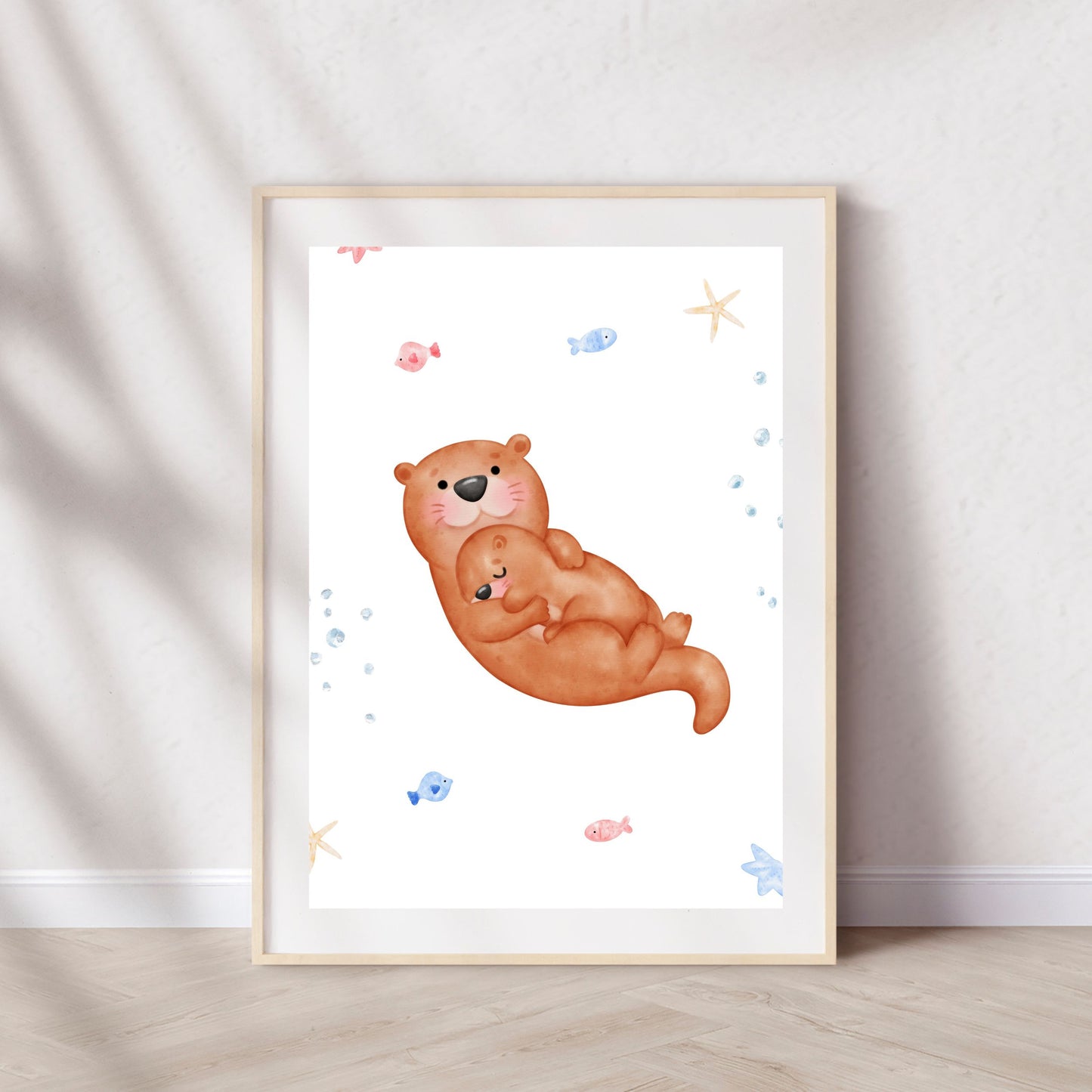 Süße Otter Mama & Baby Poster | Kinderzimmer