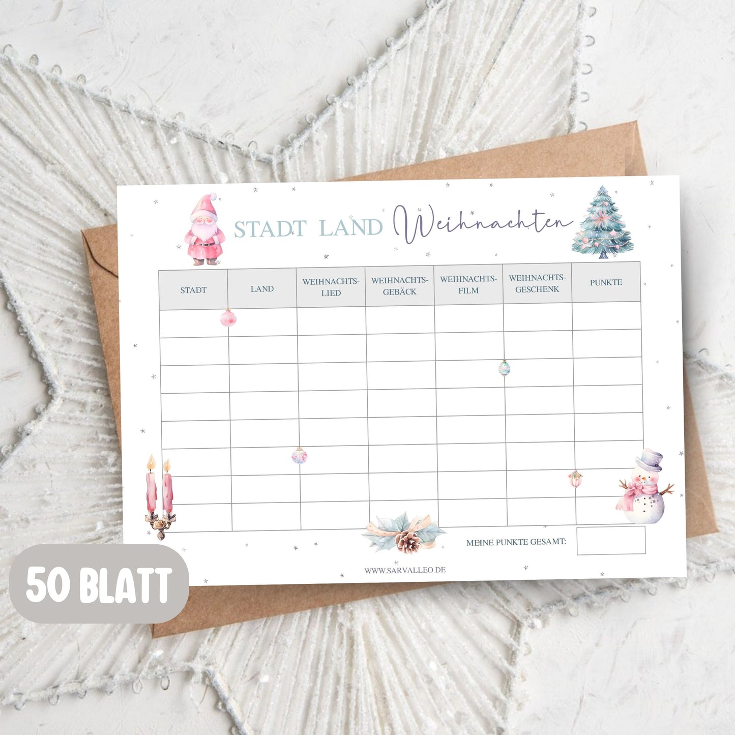 Stadt Land Weihnachten - A5 Spielblock