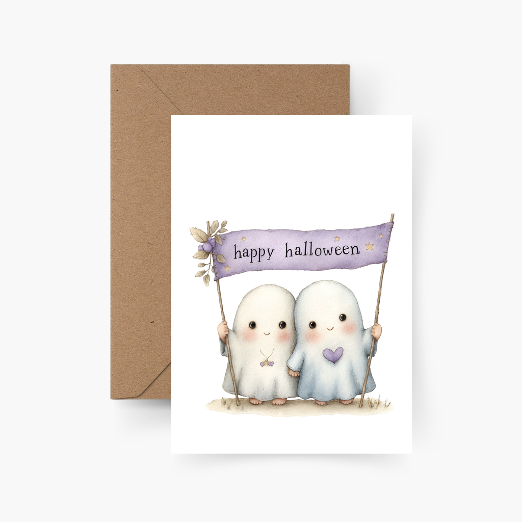 Karte Happy Halloween Geister A6