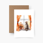 Karte Herbstfenster mit Katze A6