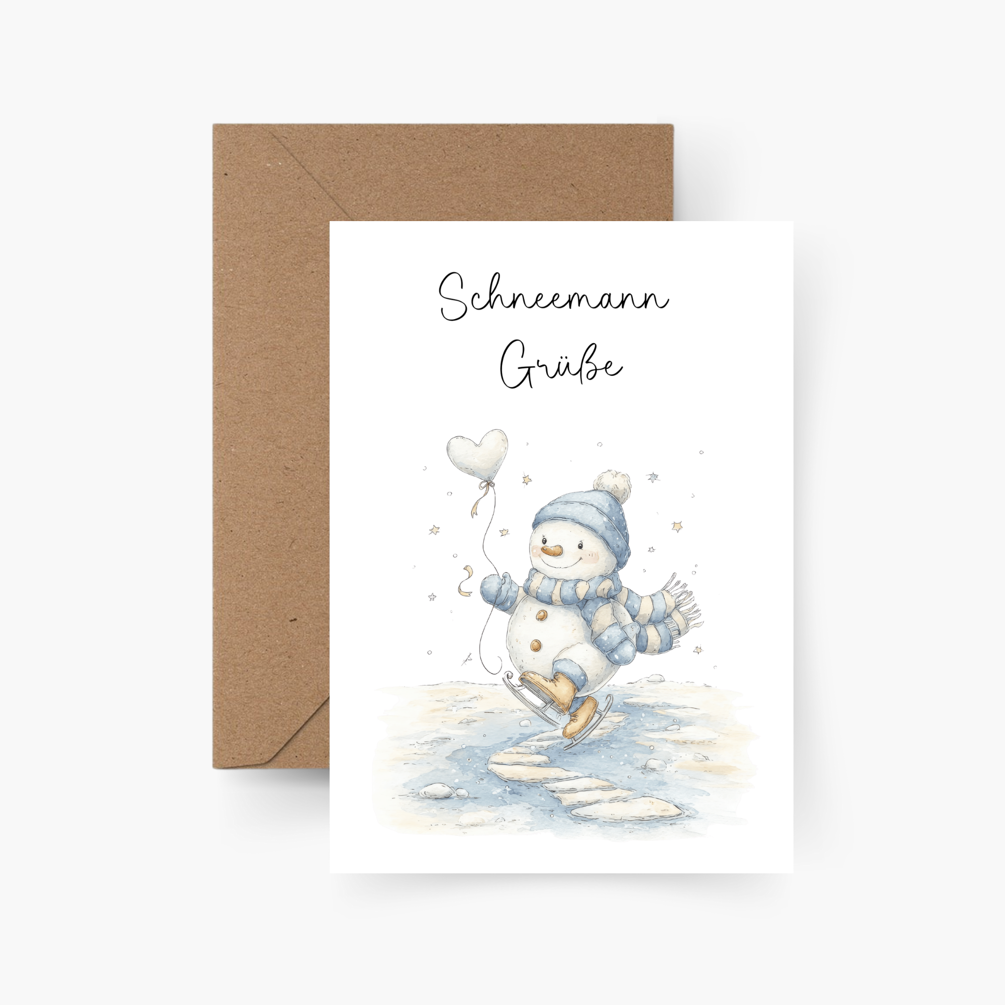 Weihnachtskarte Schneemanngrüße A6