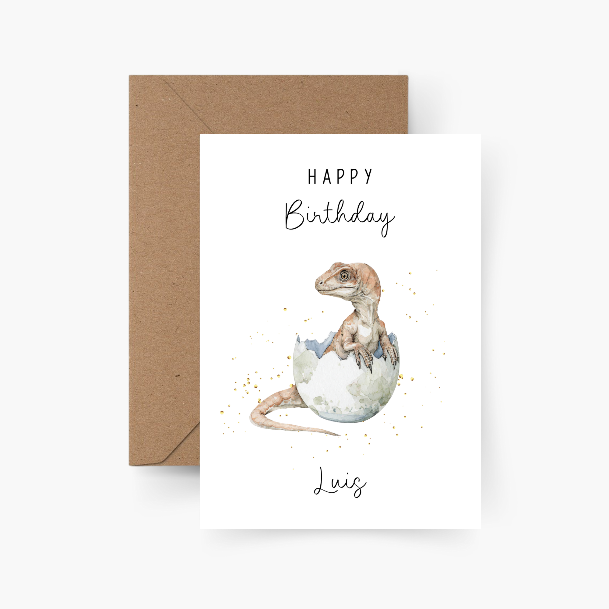 Geburtstagskarte Dino personalisiert mit Namen A6