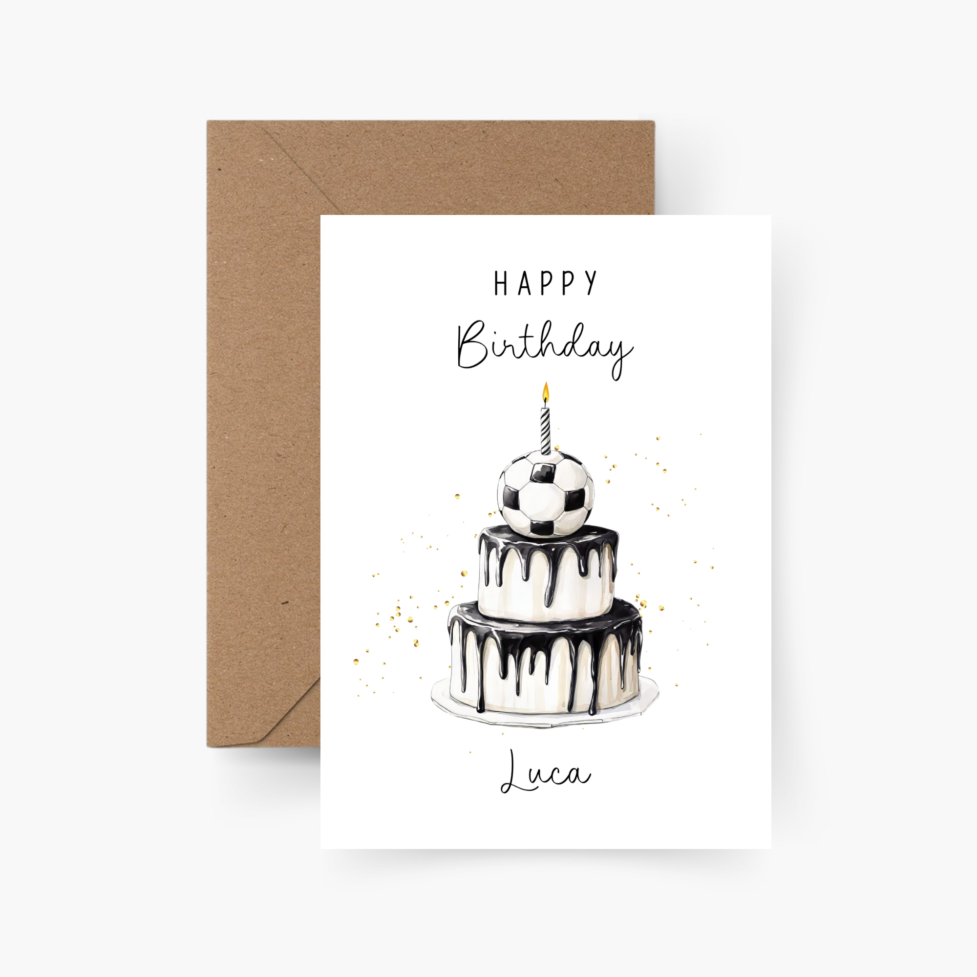 Geburtstagskarte Fußball Torte personalisiert mit Namen A6