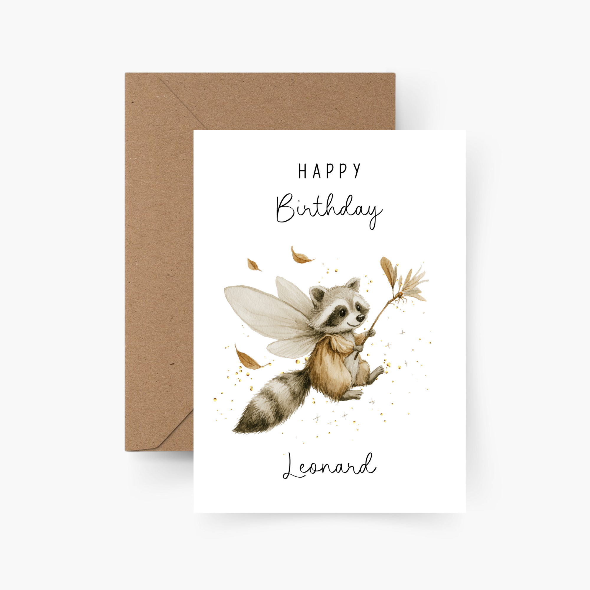 Geburtstagskarte Waschbär personalisiert mit Namen A6