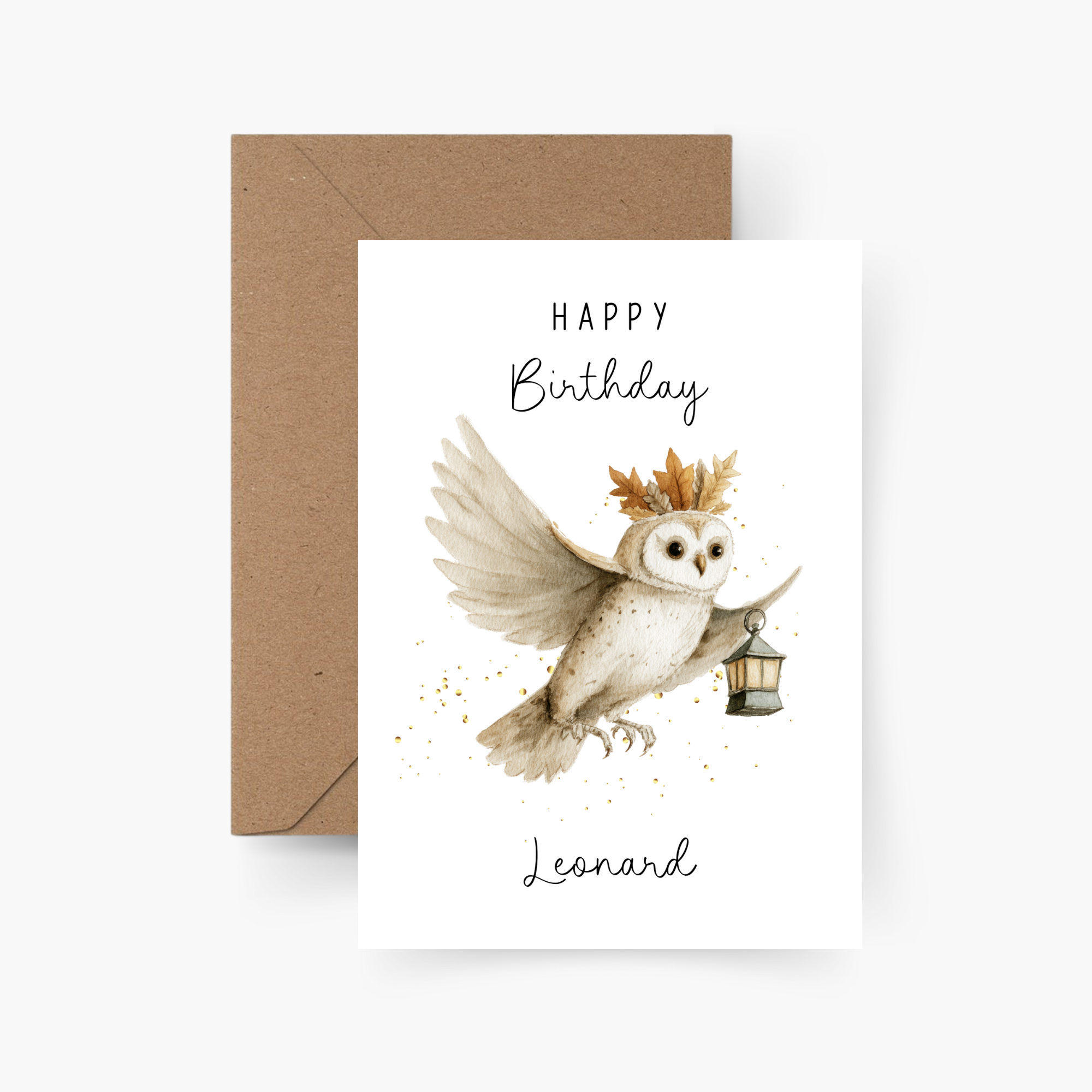 Geburtstagskarte Eule personalisiert mit Namen A6