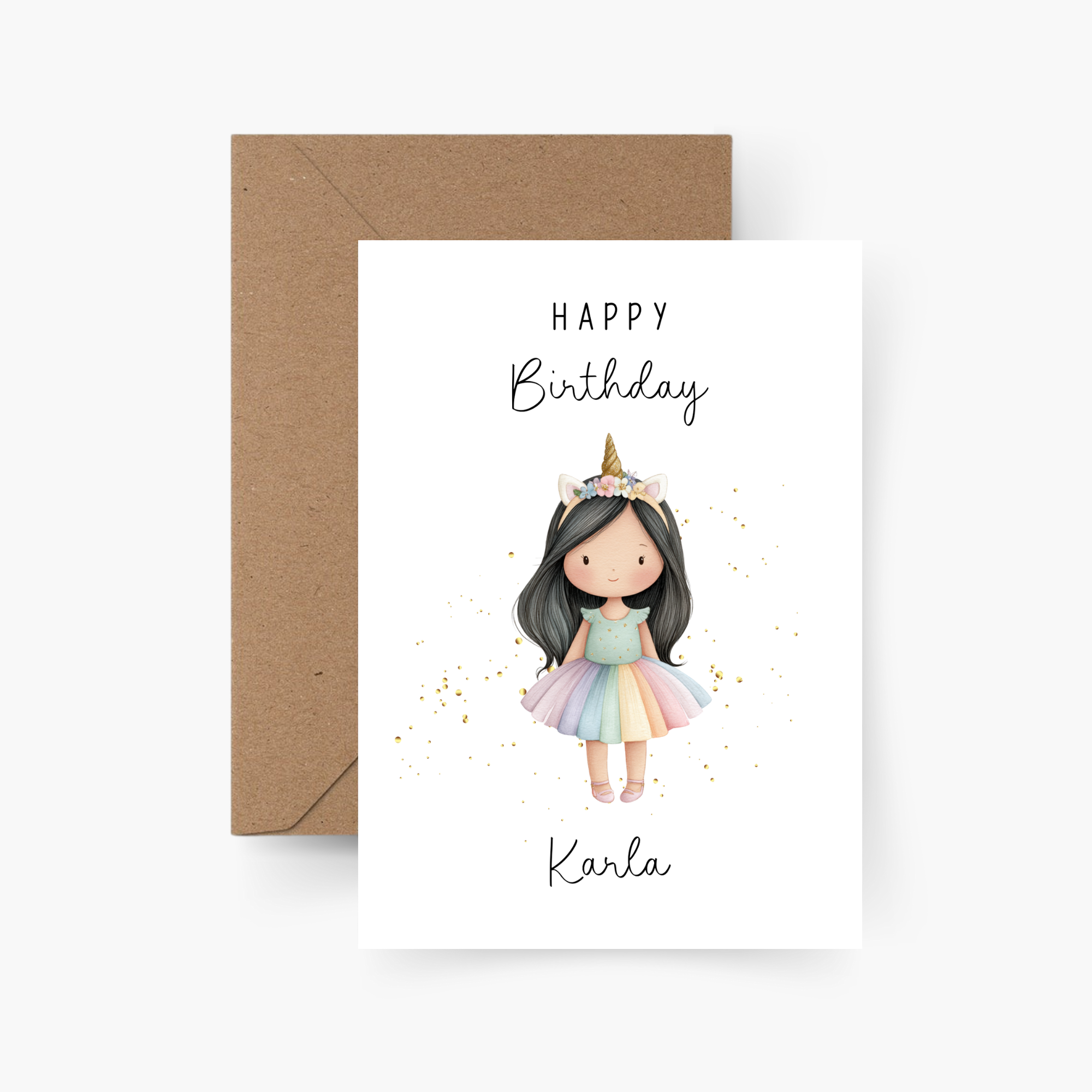 Geburtstagskarte Einhorn Mädchen personalisiert mit Namen A6