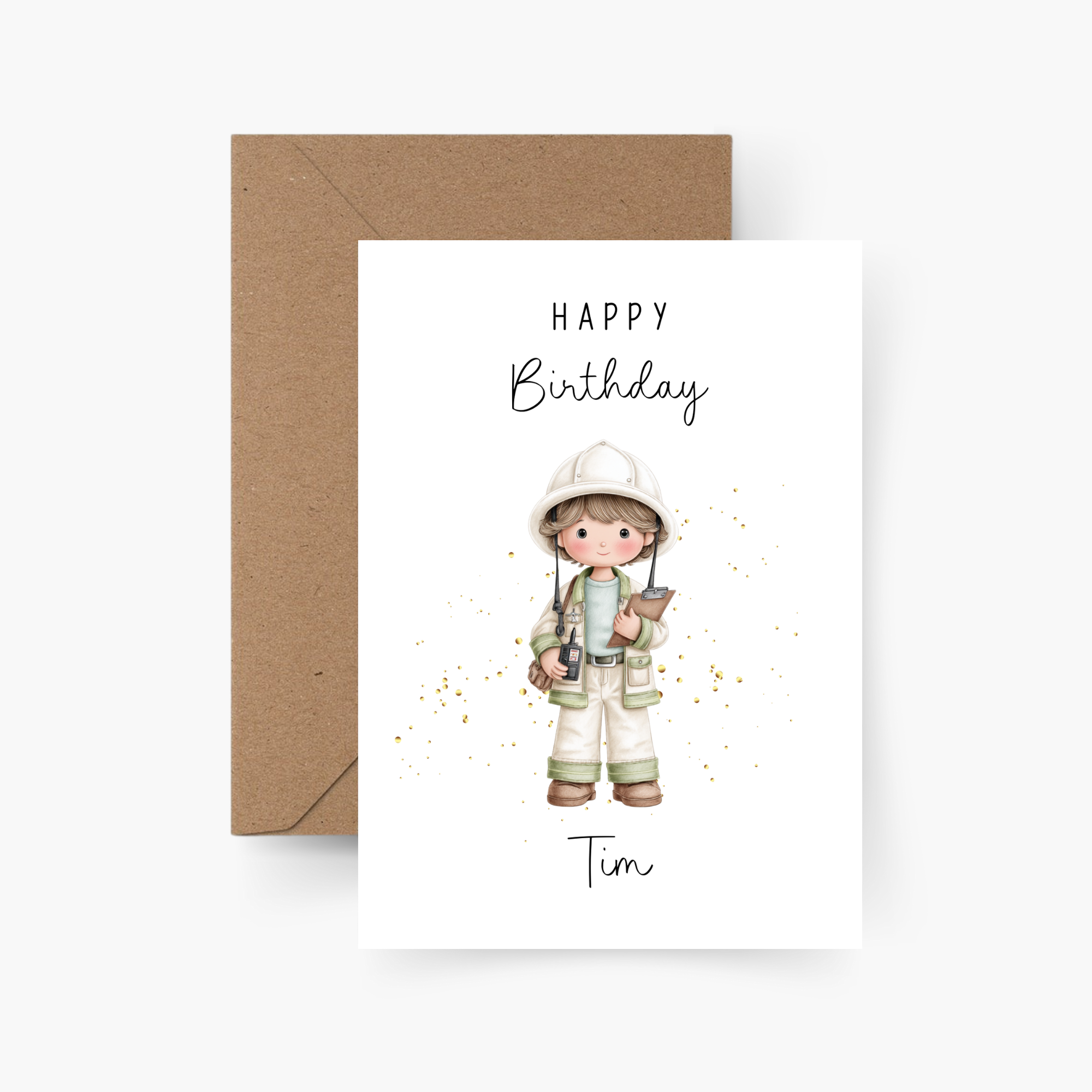 Geburtstagskarte Feuerwehrmann personalisiert mit Namen A6
