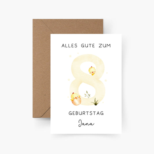 Geburtstagskarte 8. Geburtstag personalisiert mit Namen A6