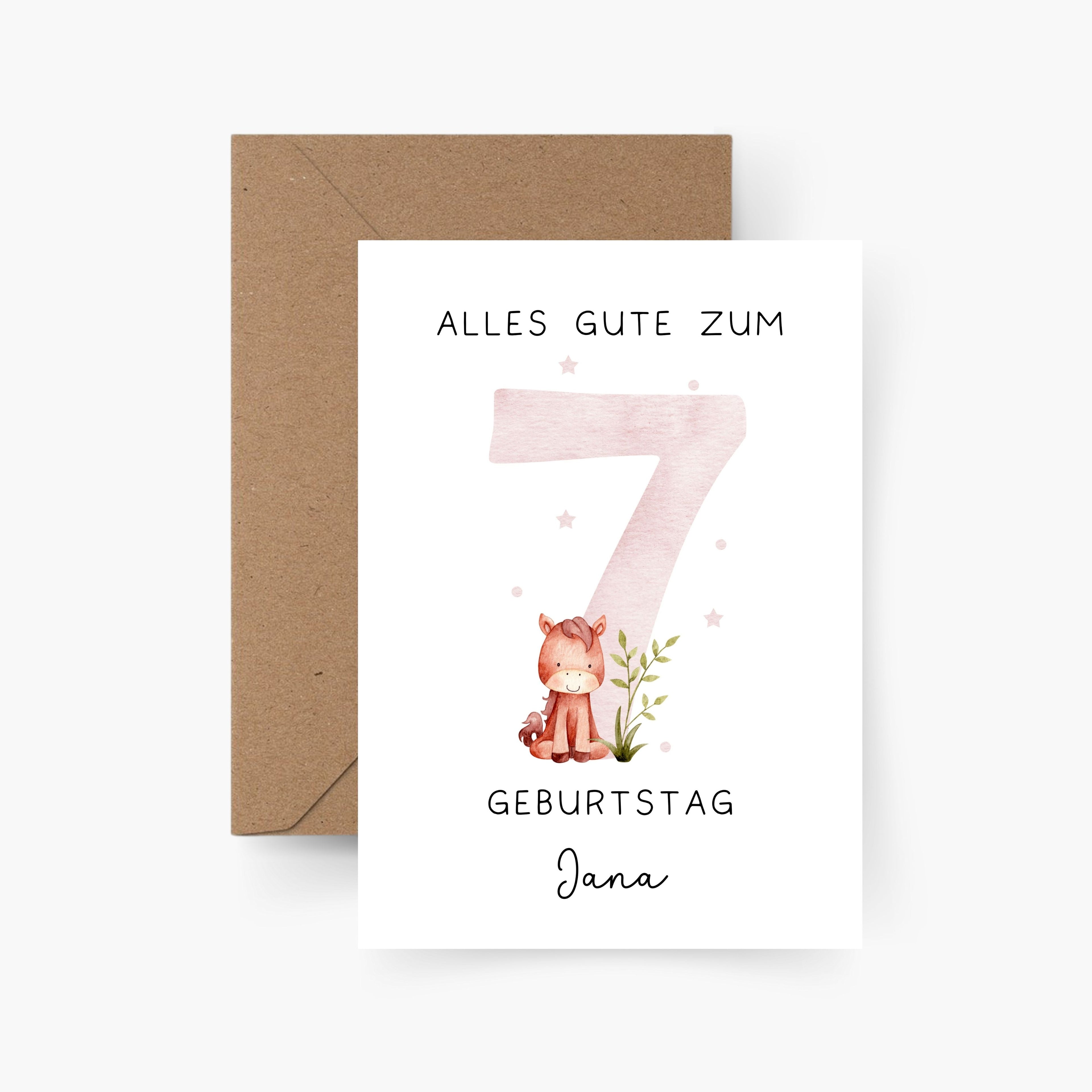 Geburtstagskarte 7. Geburtstag personalisiert mit Namen A6