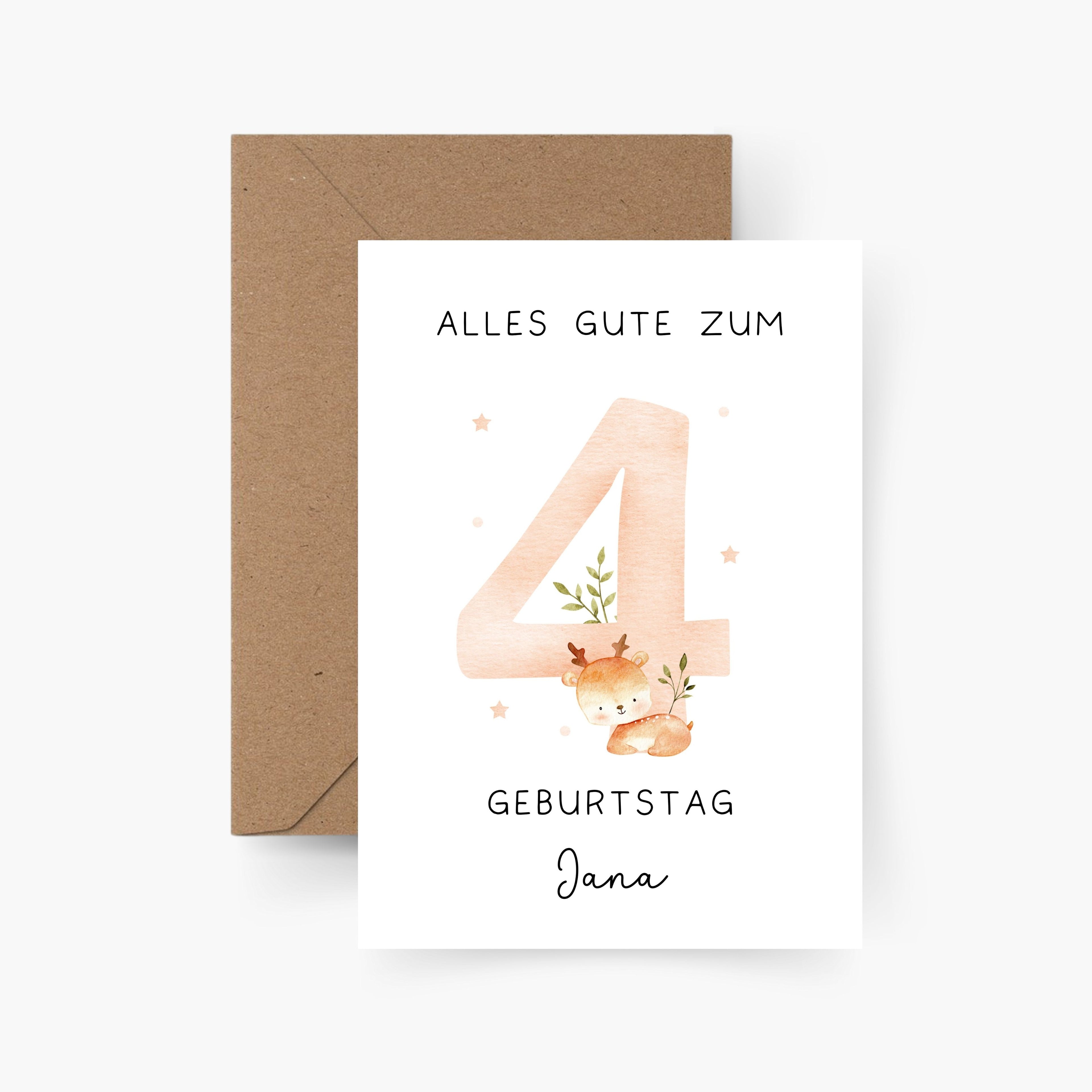 Geburtstagskarte 4. Geburtstag personalisiert mit Namen A6