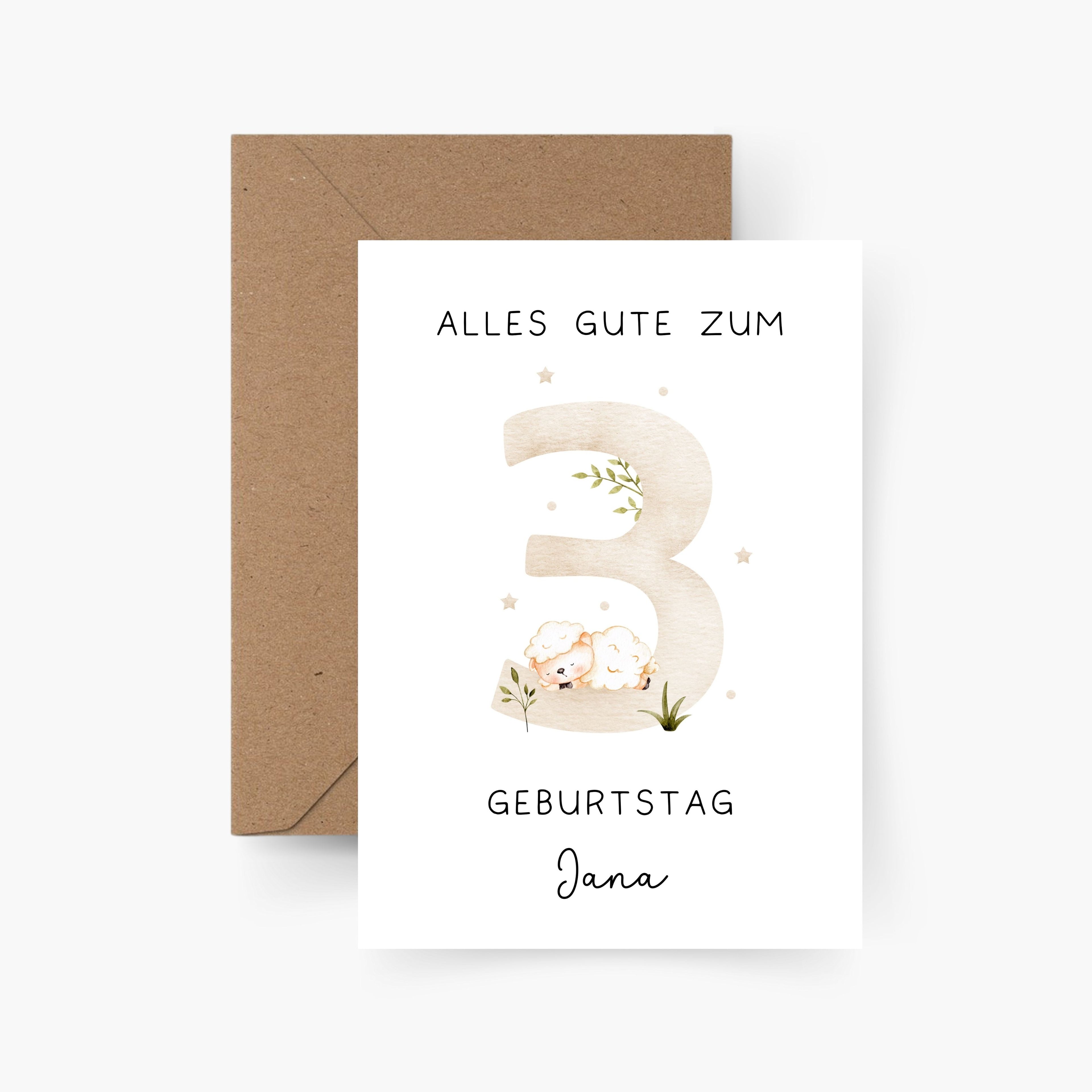 Geburtstagskarte 3. Geburtstag personalisiert mit Namen A6