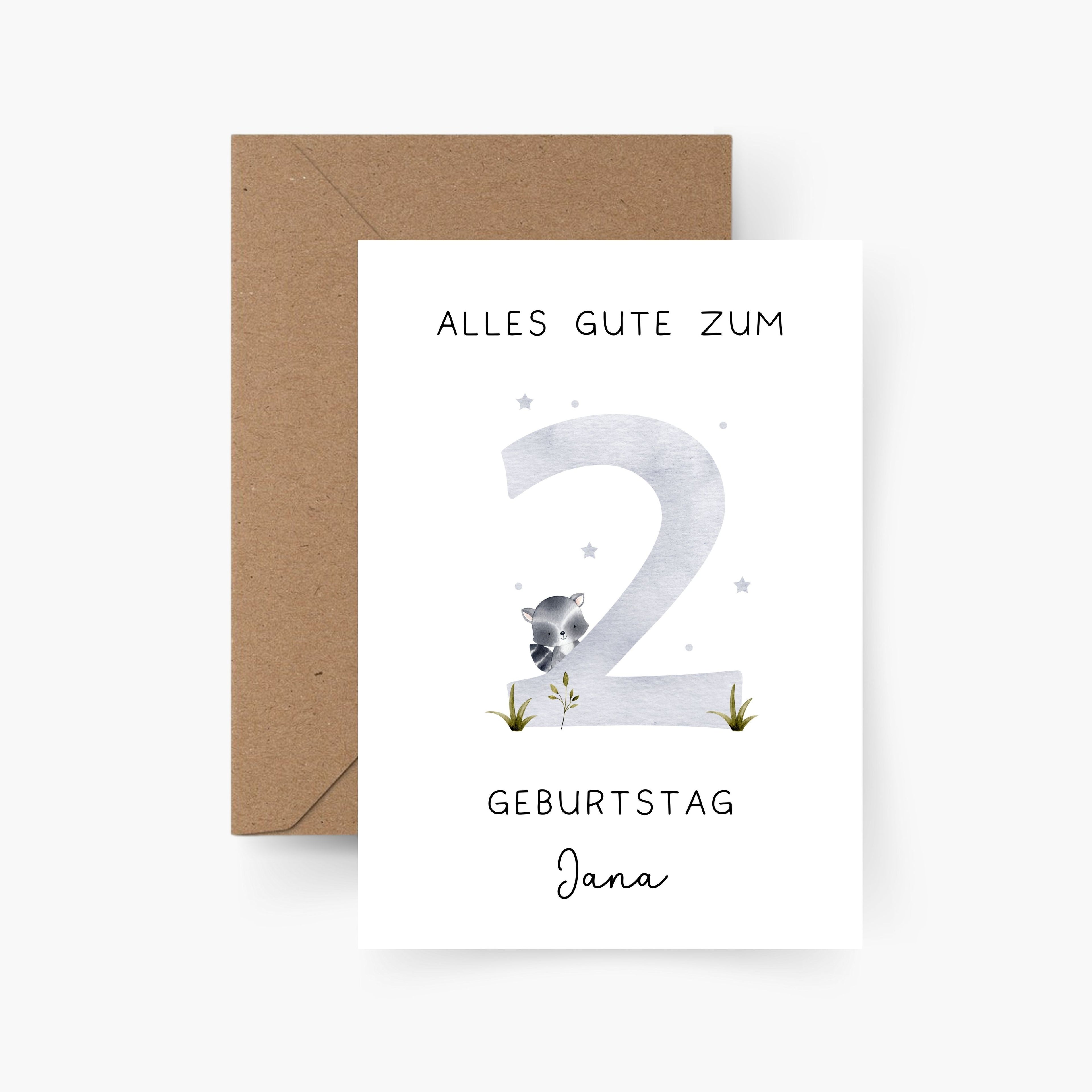 Geburtstagskarte 2. Geburtstag personalisiert mit Namen A6