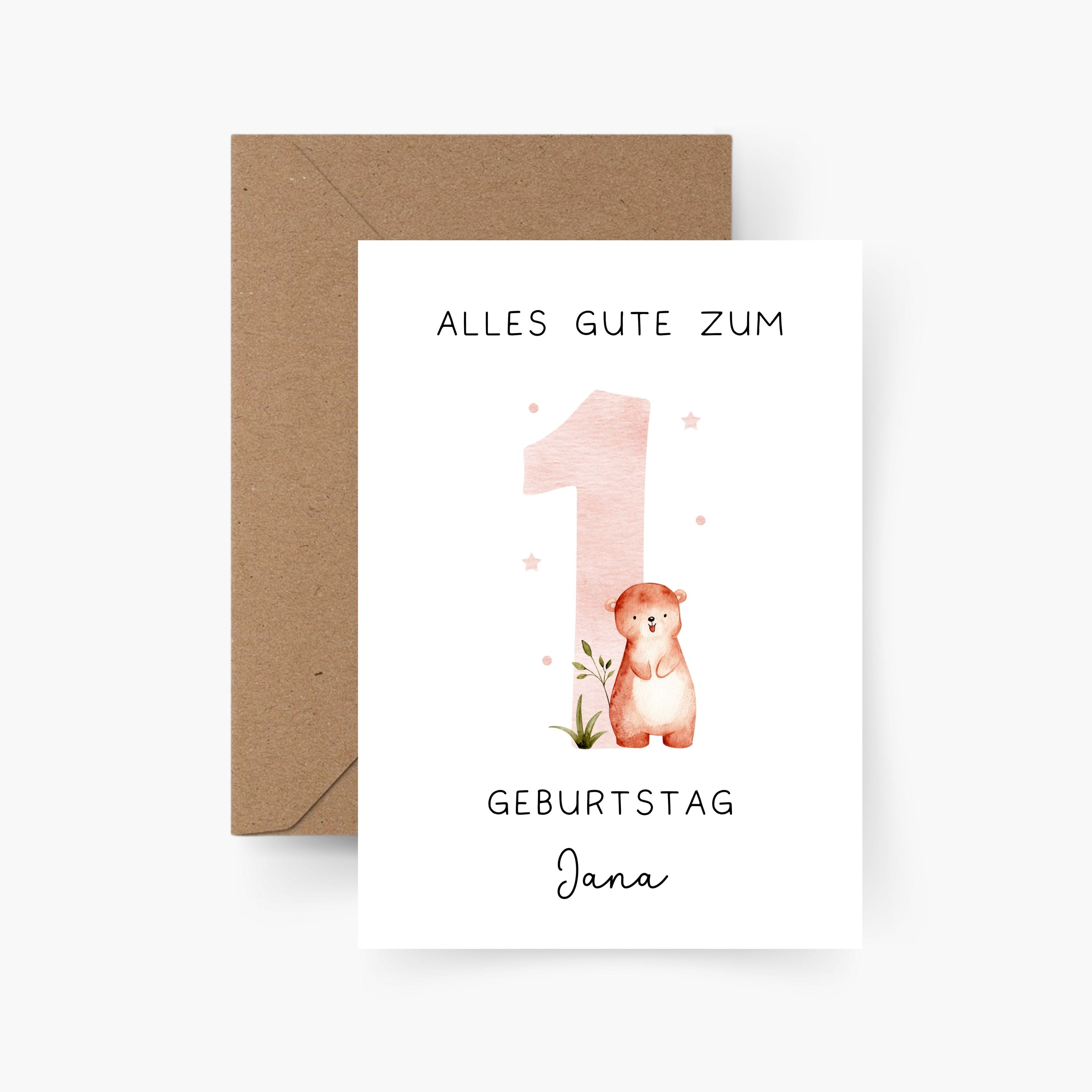 Geburtstagskarte 1. Geburtstag personalisiert mit Namen A6