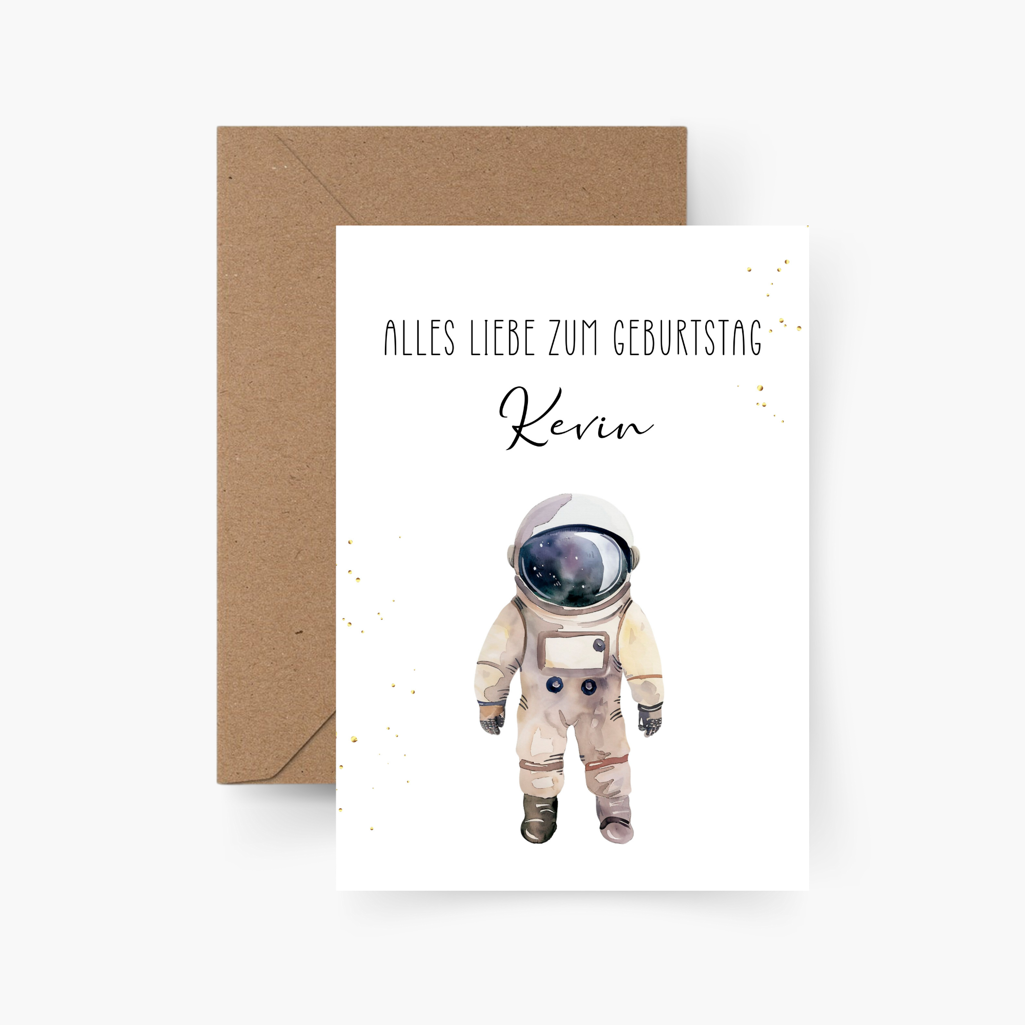 Geburtstagskarte Astronaut personalisiert mit Namen A6