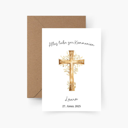 Karte zur Kommunion personalisiert mit Namen A6