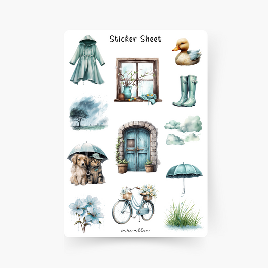 Rainy Spring Day Sticker Sheet