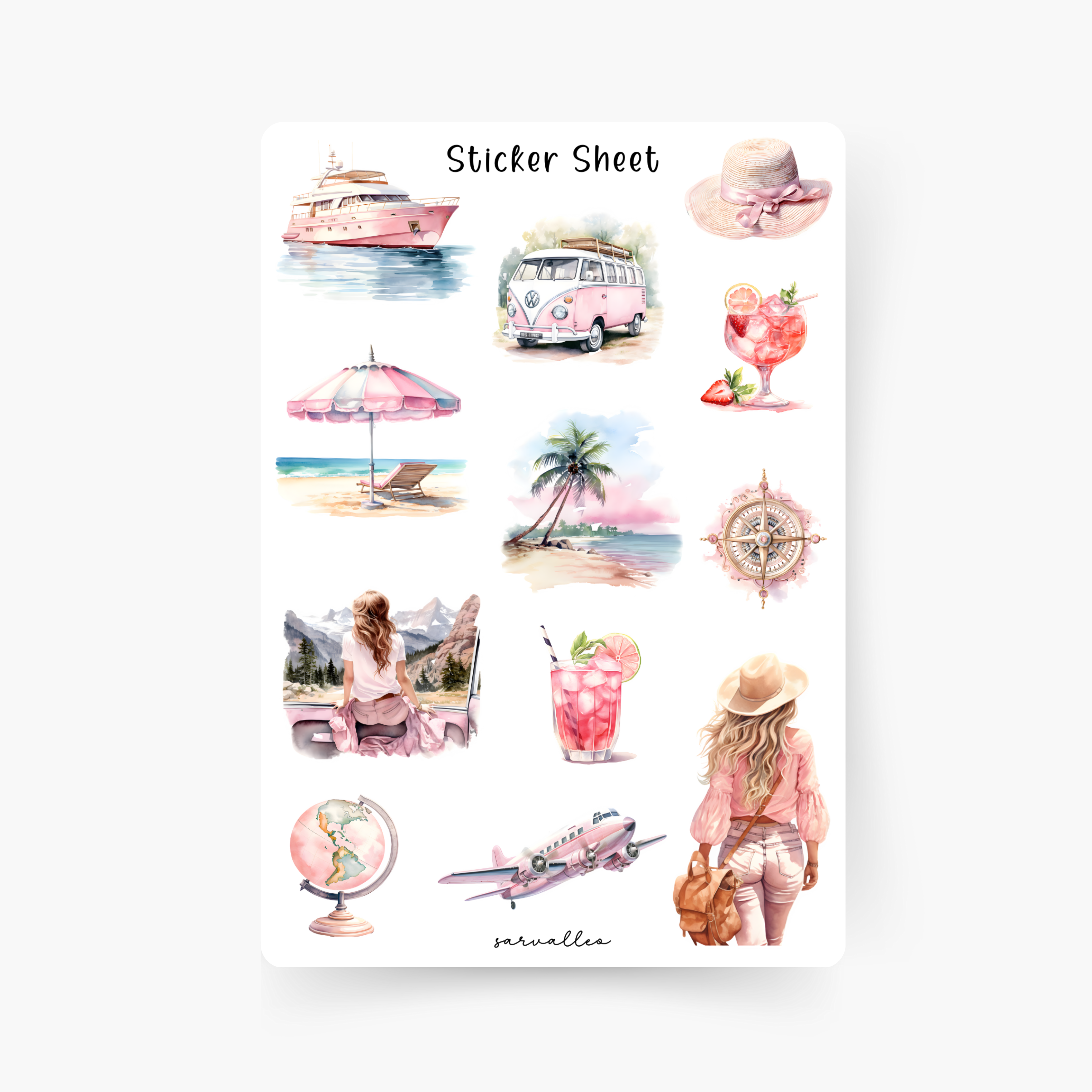 Reisen rosa Sticker Sheet
