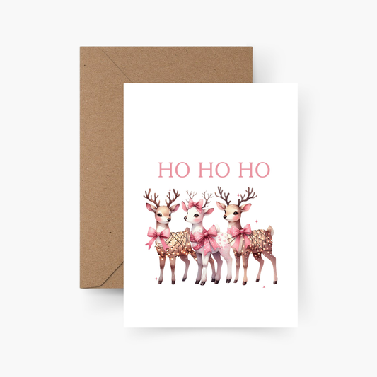 Weihnachtskarte Ho Ho Ho Rentiere A6