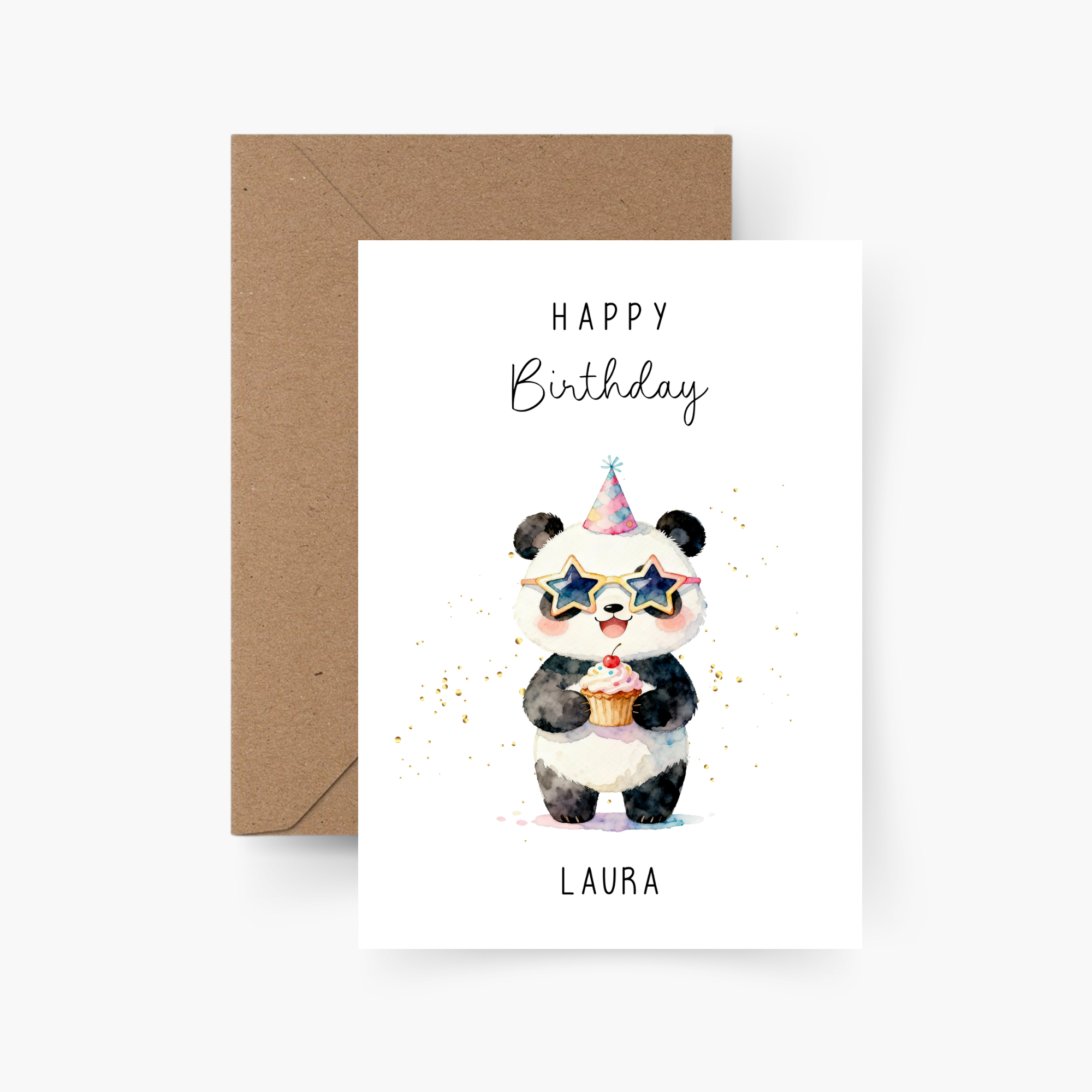 Geburtstagskarte Panda personalisiert mit Namen A6