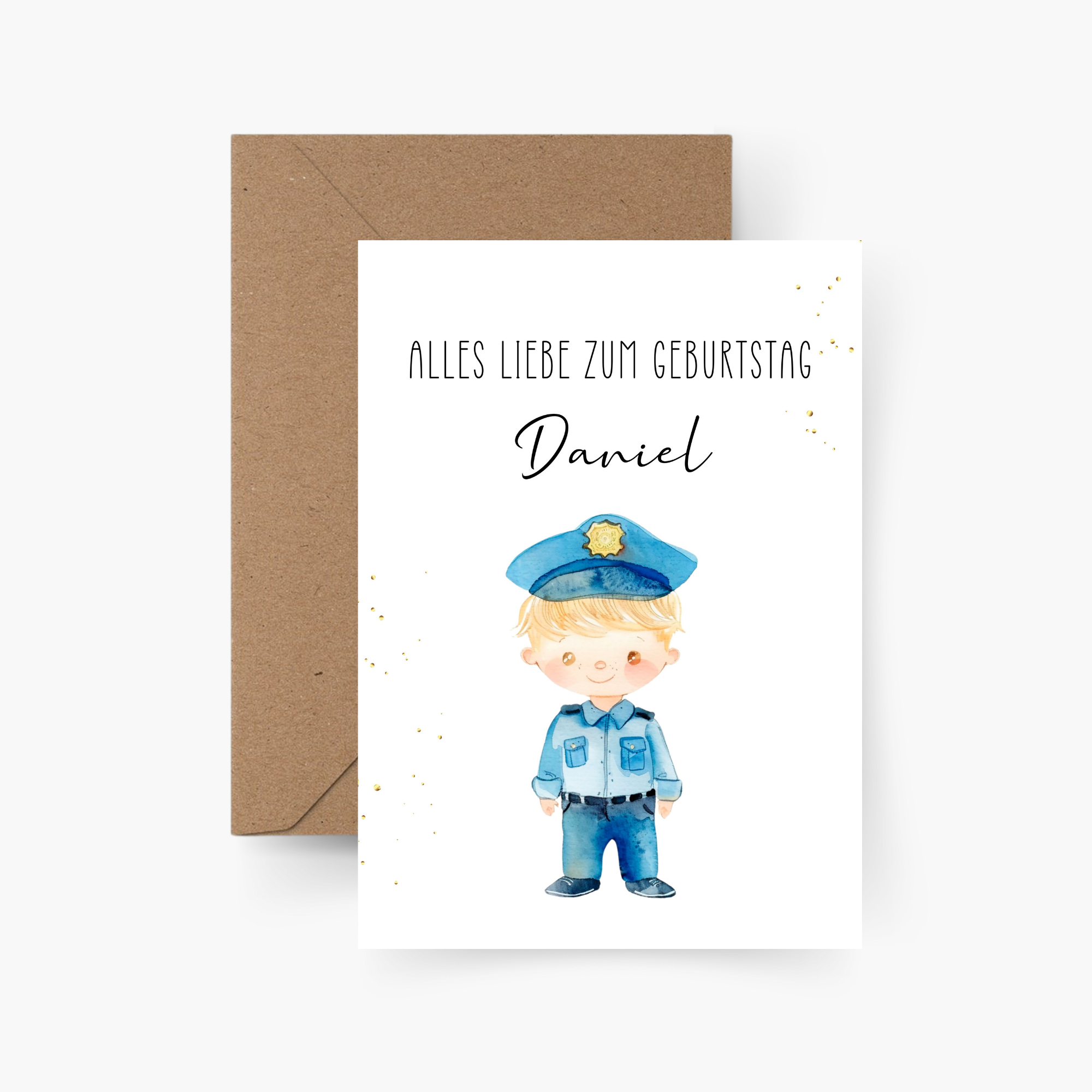 Geburtstagskarte Polizist personalisiert mit Namen A6