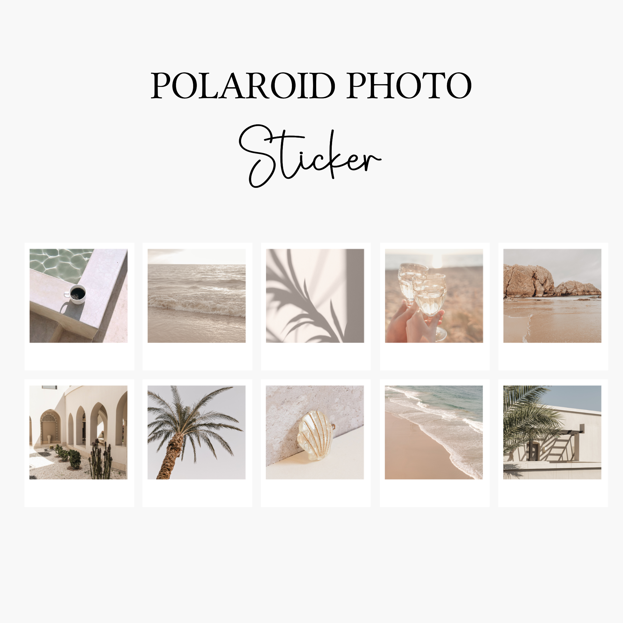 10 Beige Aesthetic Polaroid Sticker