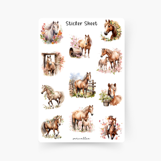 Frühlingspferde Sticker Sheet