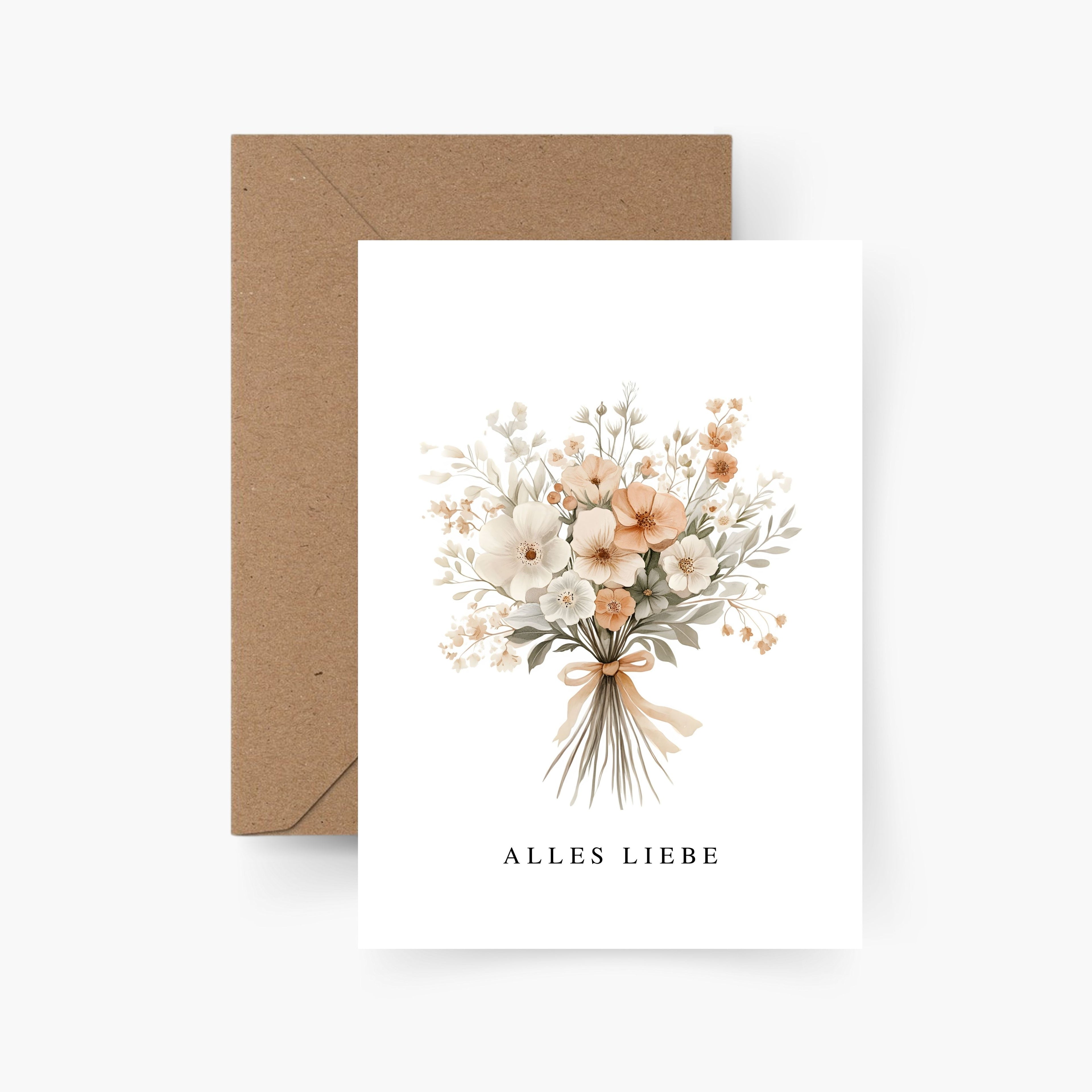 Geburtstagskarte Alles Liebe Blumenstrauß A6