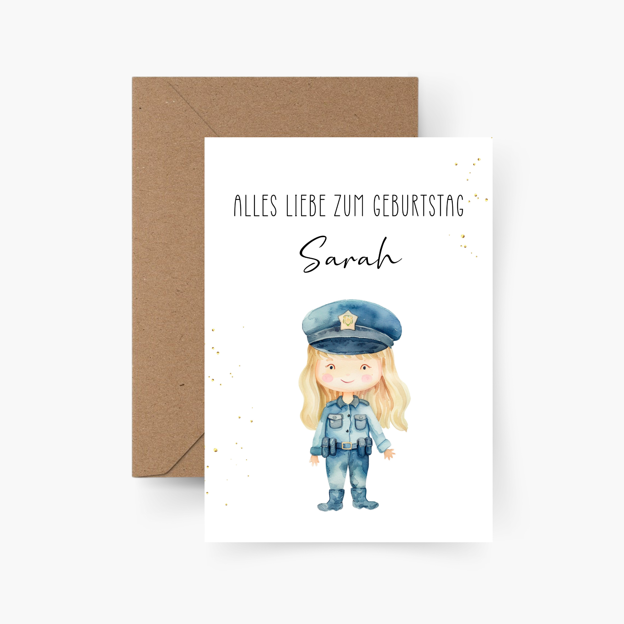 Geburtstagskarte Polizistin personalisiert mit Namen A6