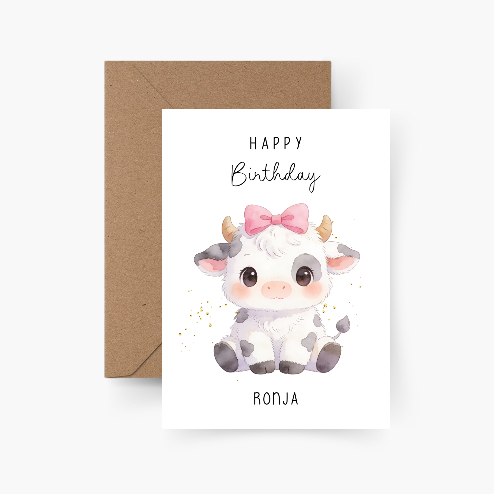Geburtstagskarte Kuh personalisiert mit Namen A6