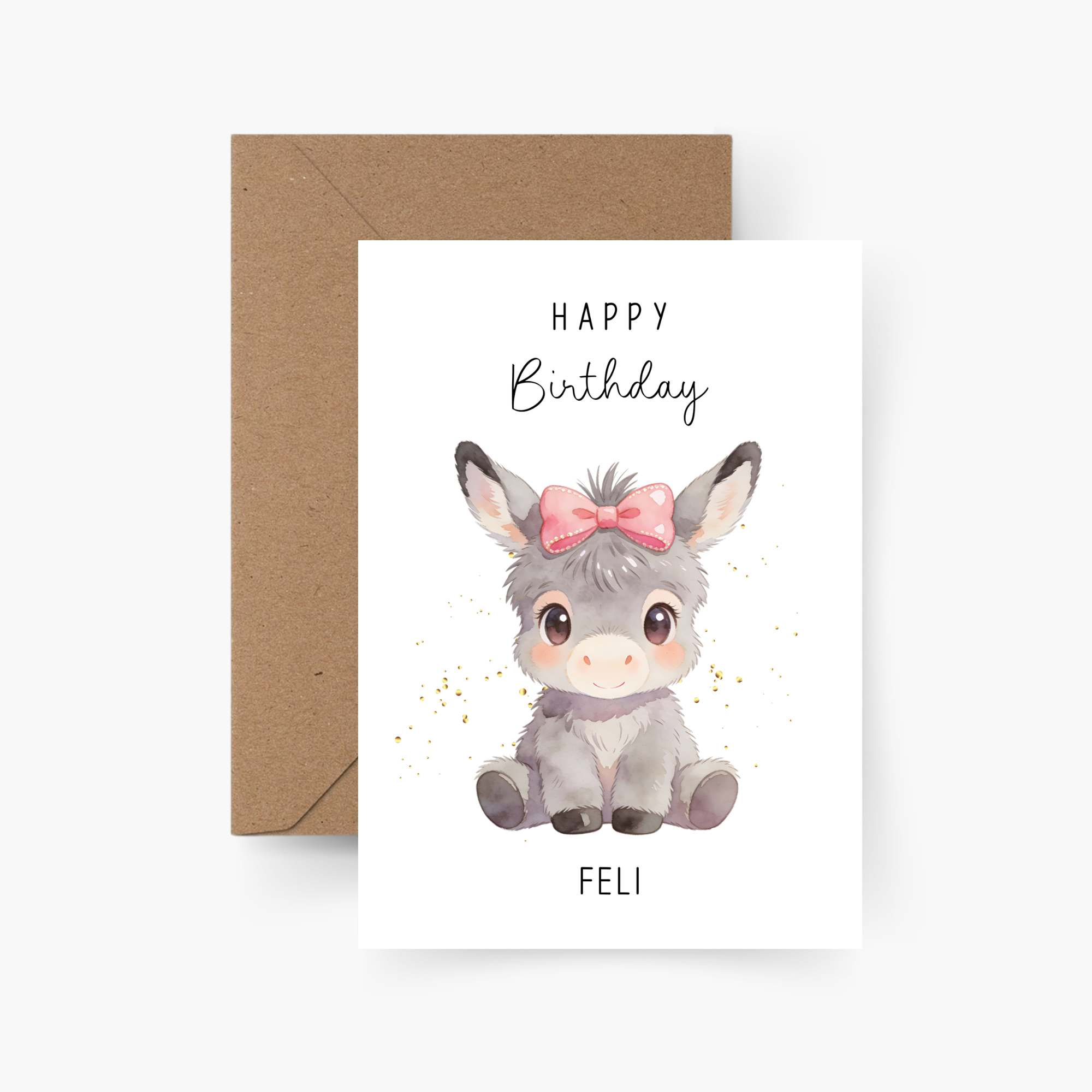 Geburtstagskarte Esel personalisiert mit Namen A6