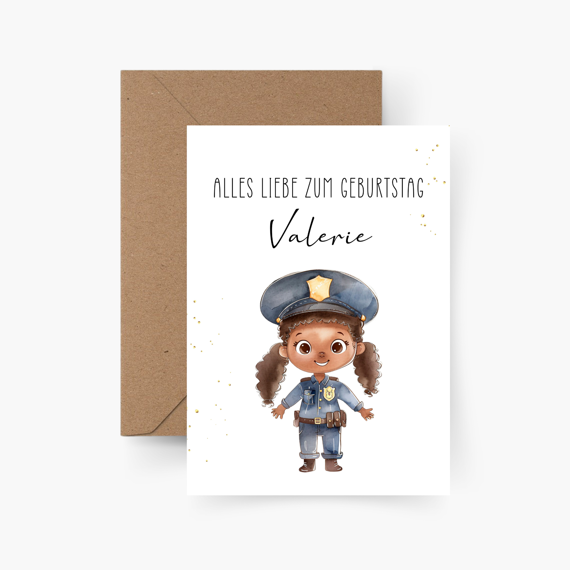 Geburtstagskarte Polizistin personalisiert mit Namen A6
