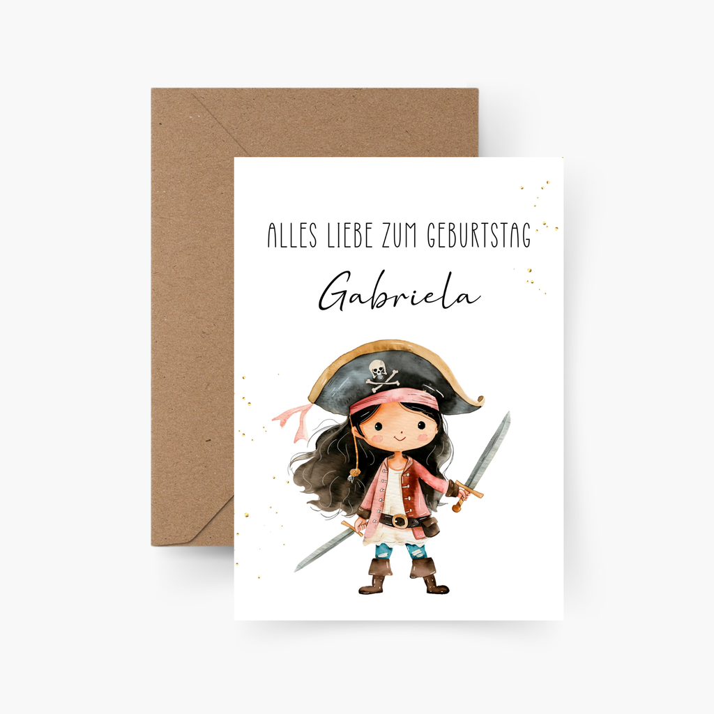 Geburtstagskarte Piratin personalisiert mit Namen A6