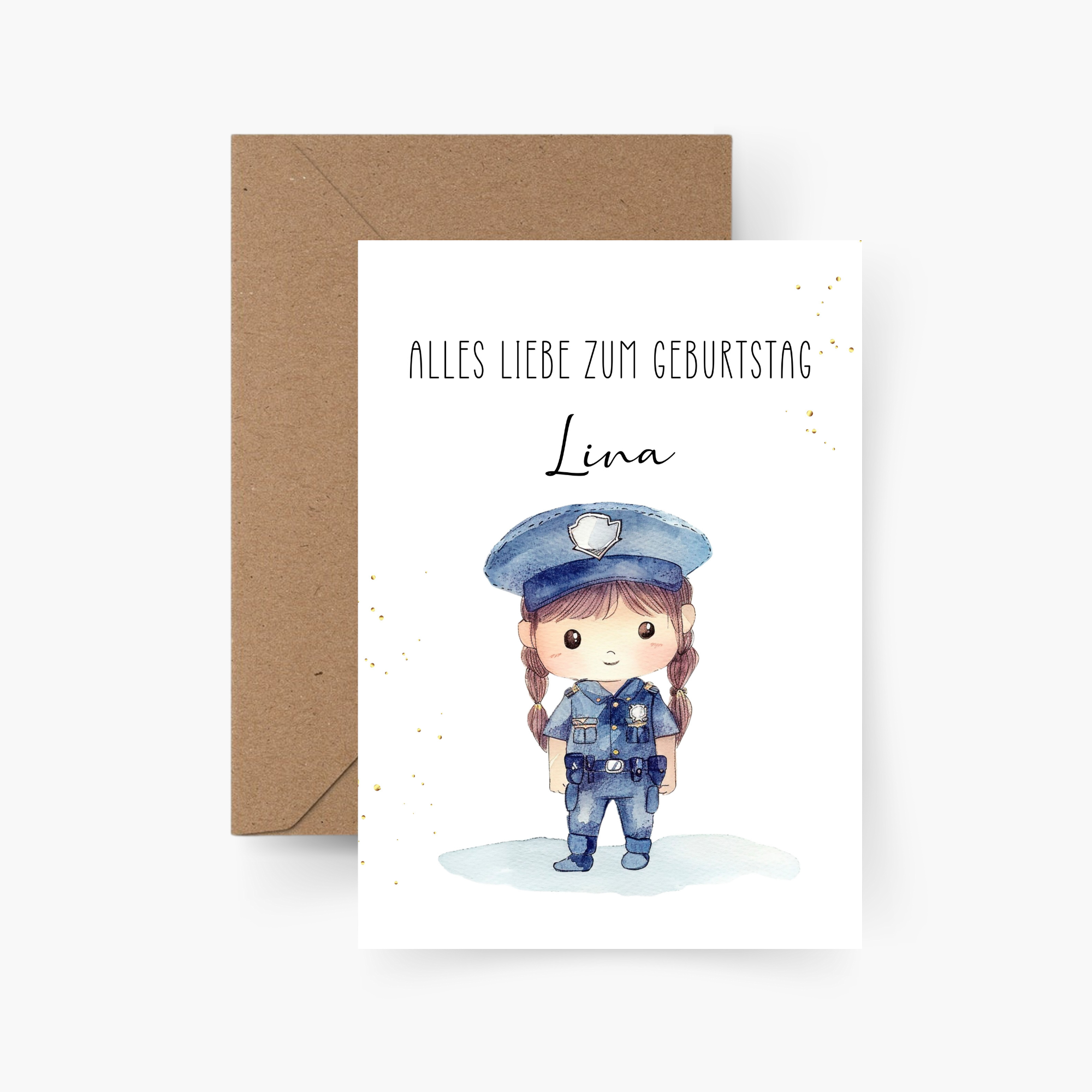 Geburtstagskarte Polizistin personalisiert mit Namen A6