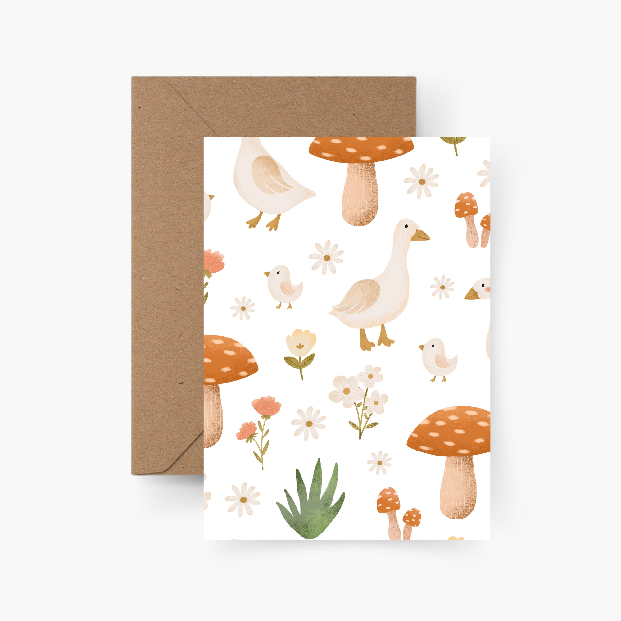 Motiv Postkarte Gans und Pilze A6