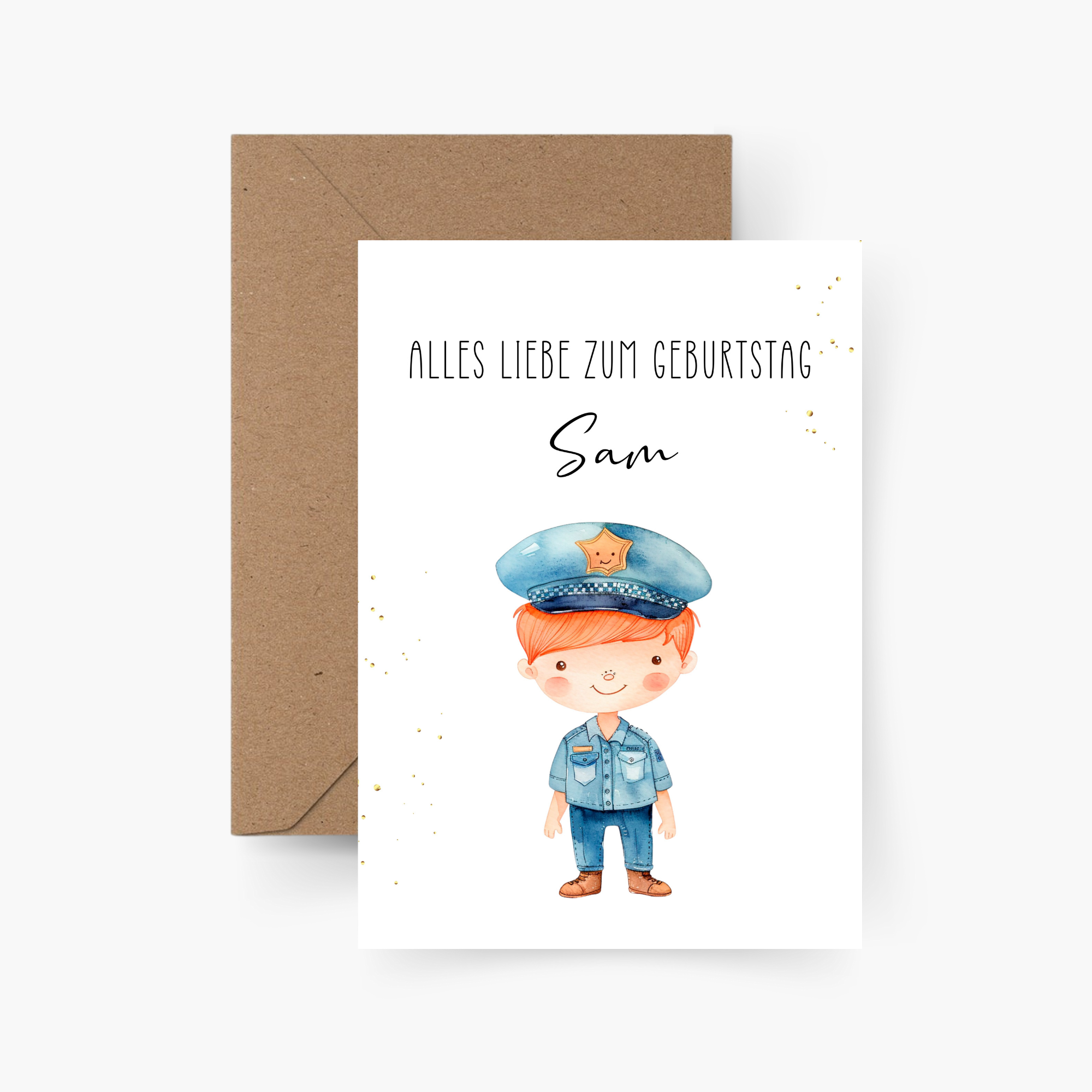 Geburtstagskarte Polizist personalisiert mit Namen A6