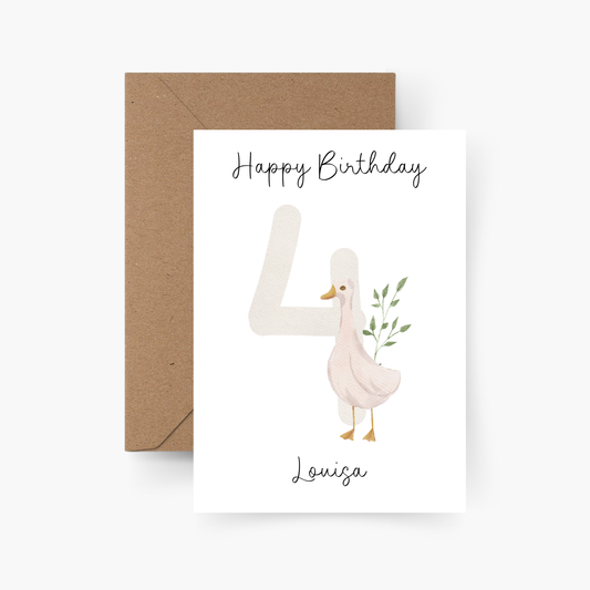 Geburtstagskarte 4. Geburtstag personalisiert mit Namen A6
