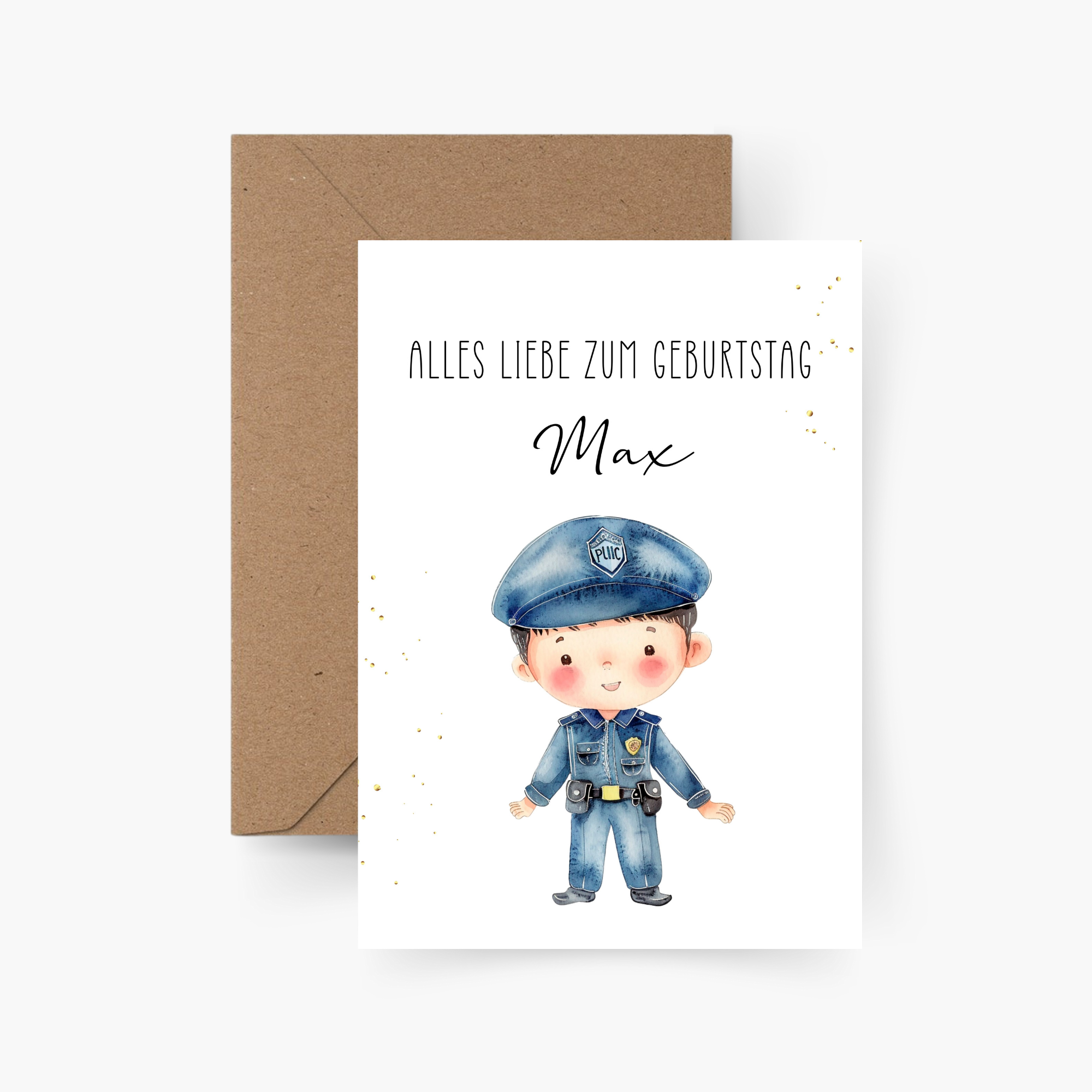 Geburtstagskarte Polizist personalisiert mit Namen A6