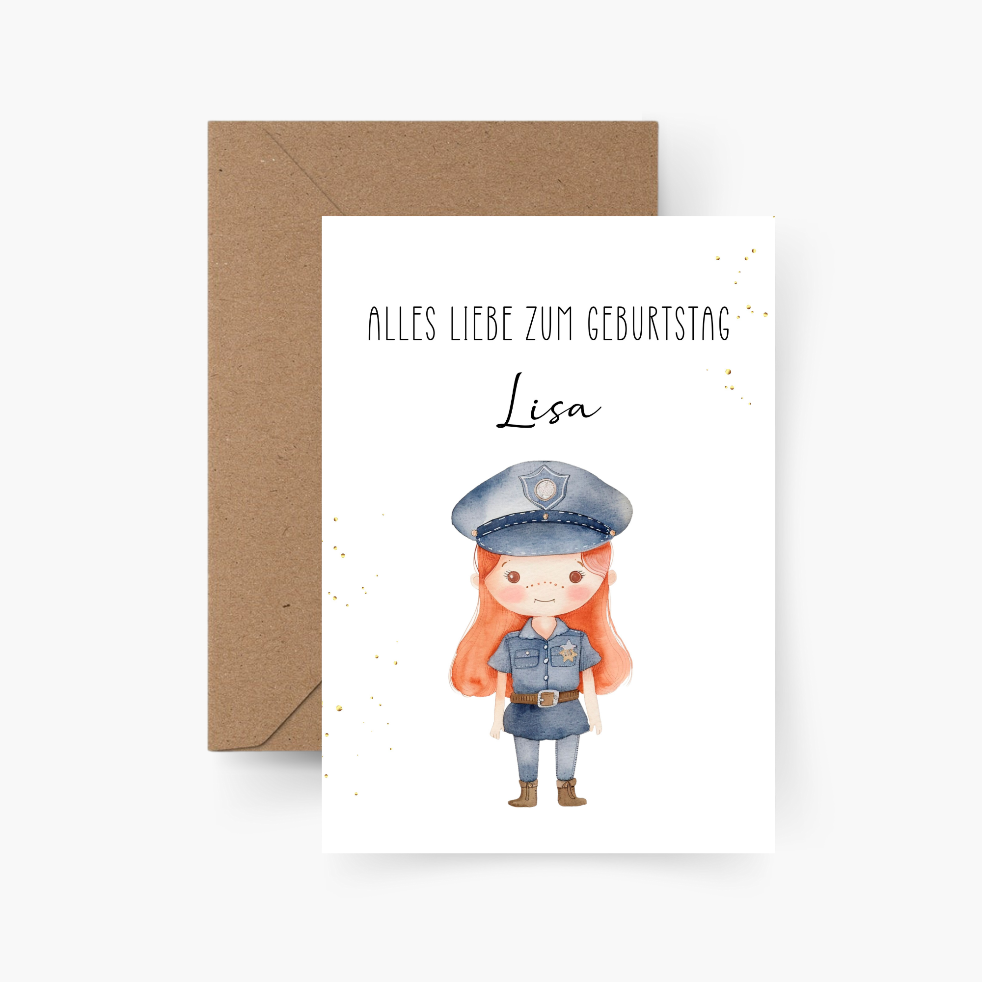 Geburtstagskarte Polizistin personalisiert mit Namen A6