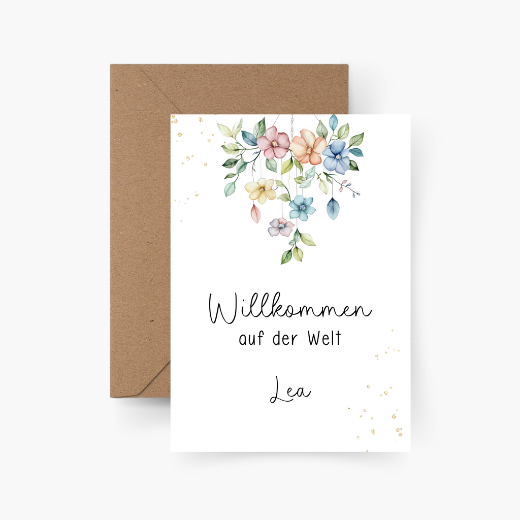 Karte zur Geburt personalisiert mit Namen A6