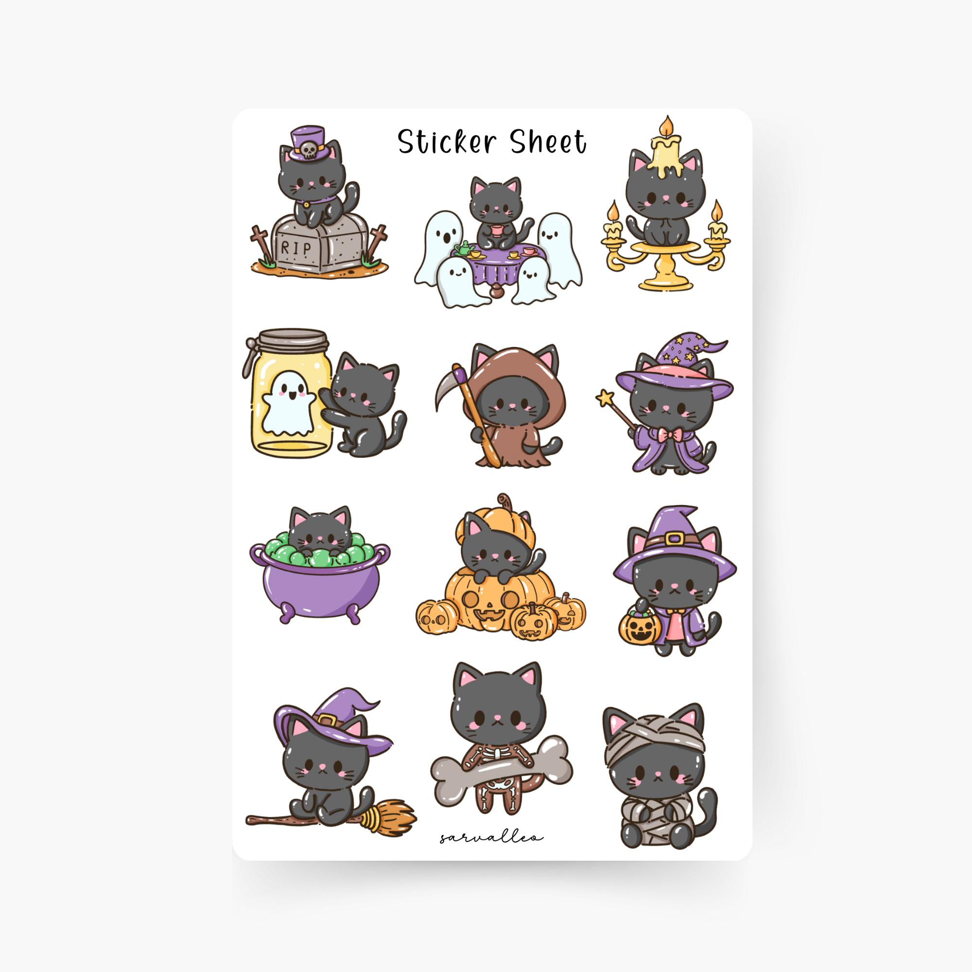 Halloween Katzen Sticker Sheet